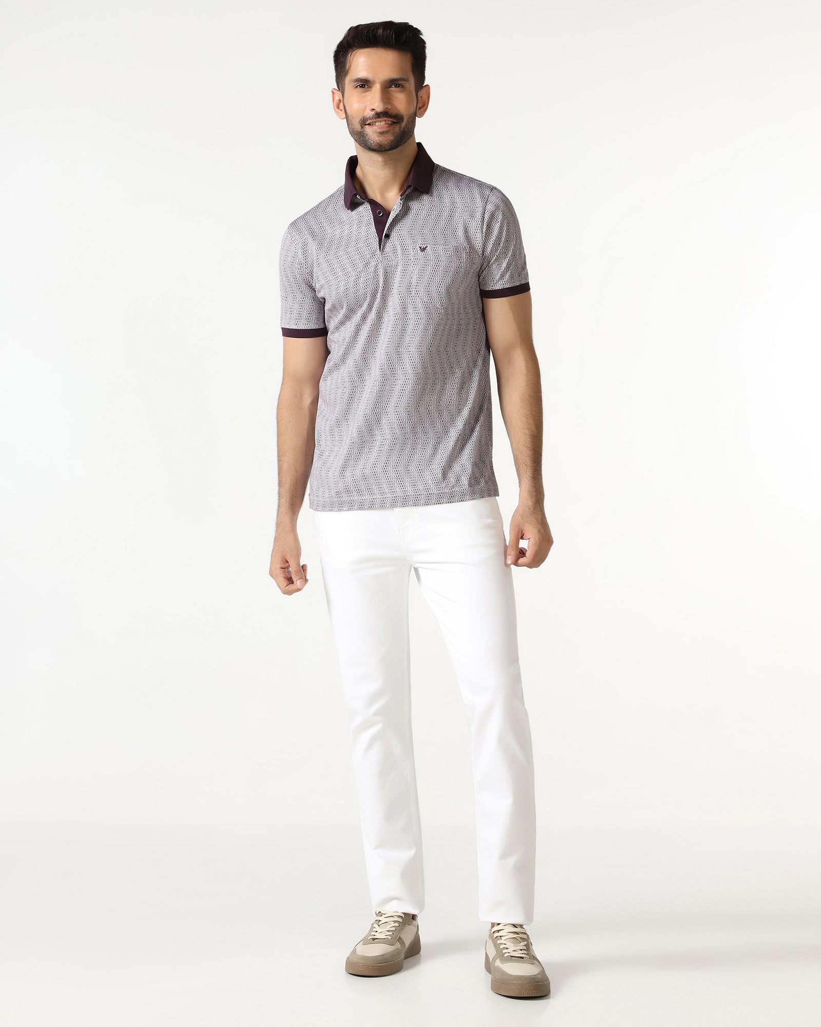 Dark Purple Printed Polo - Zap