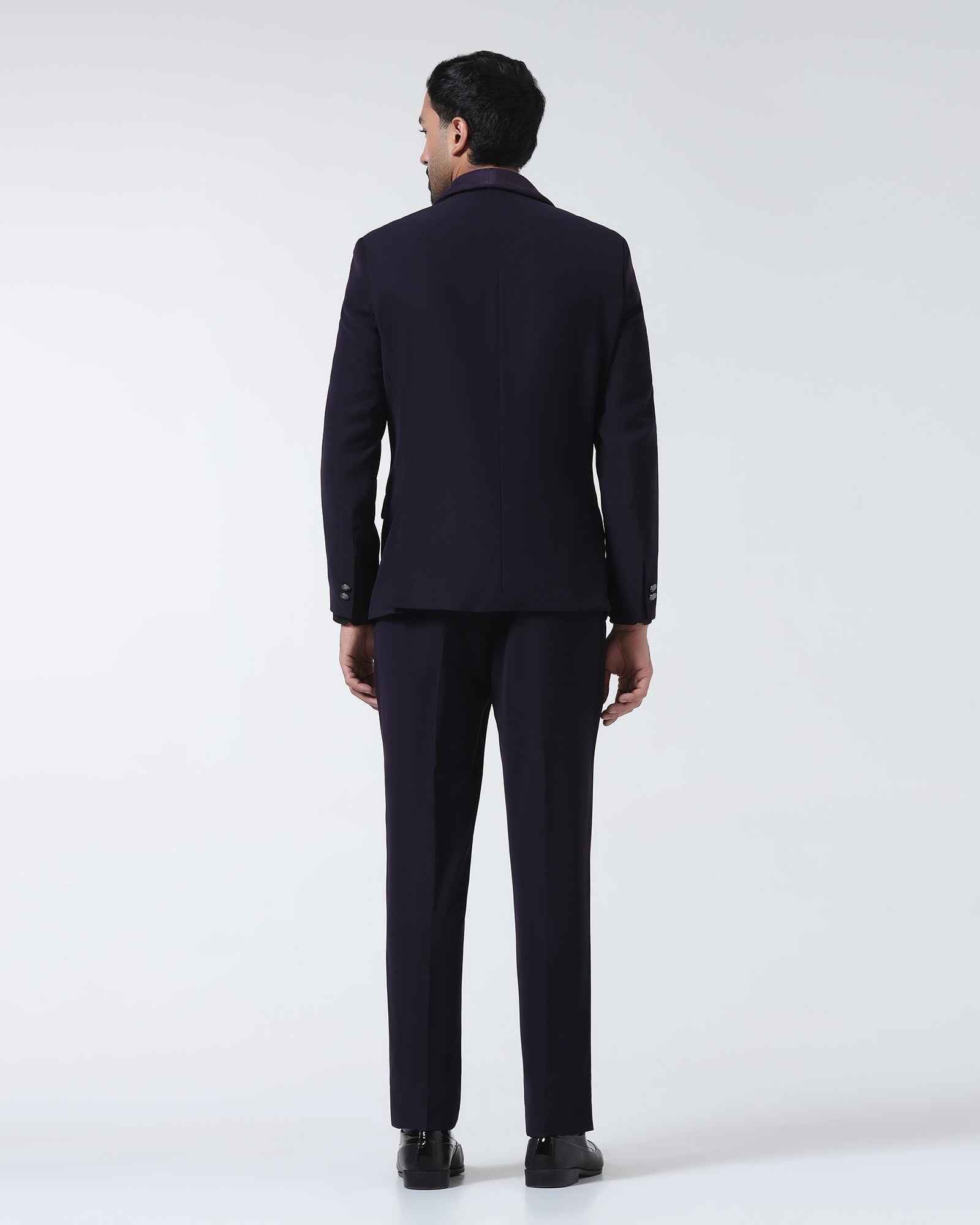 Dark Purple Three Piece Solid Suit - Erron