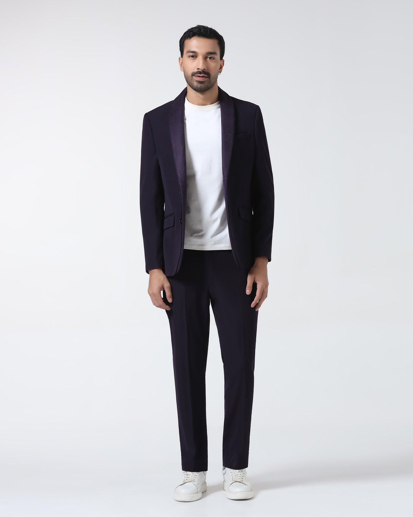 Dark Purple Three Piece Solid Suit - Erron