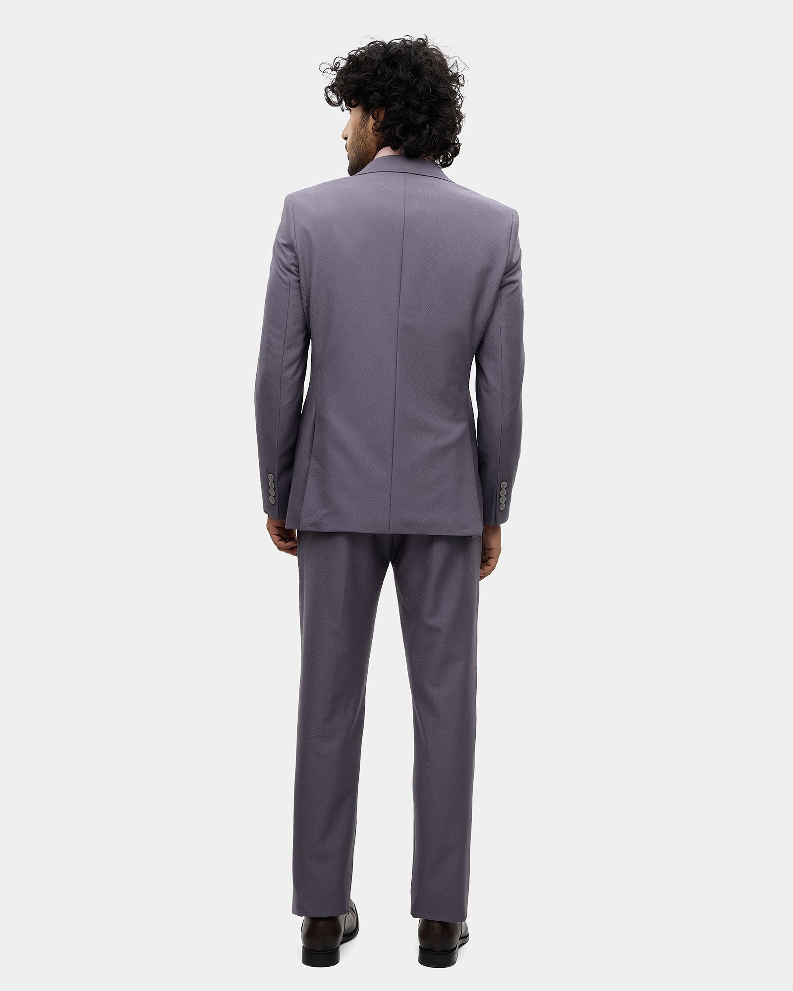 Dark Purple Three Piece Textured Suit - Fidela