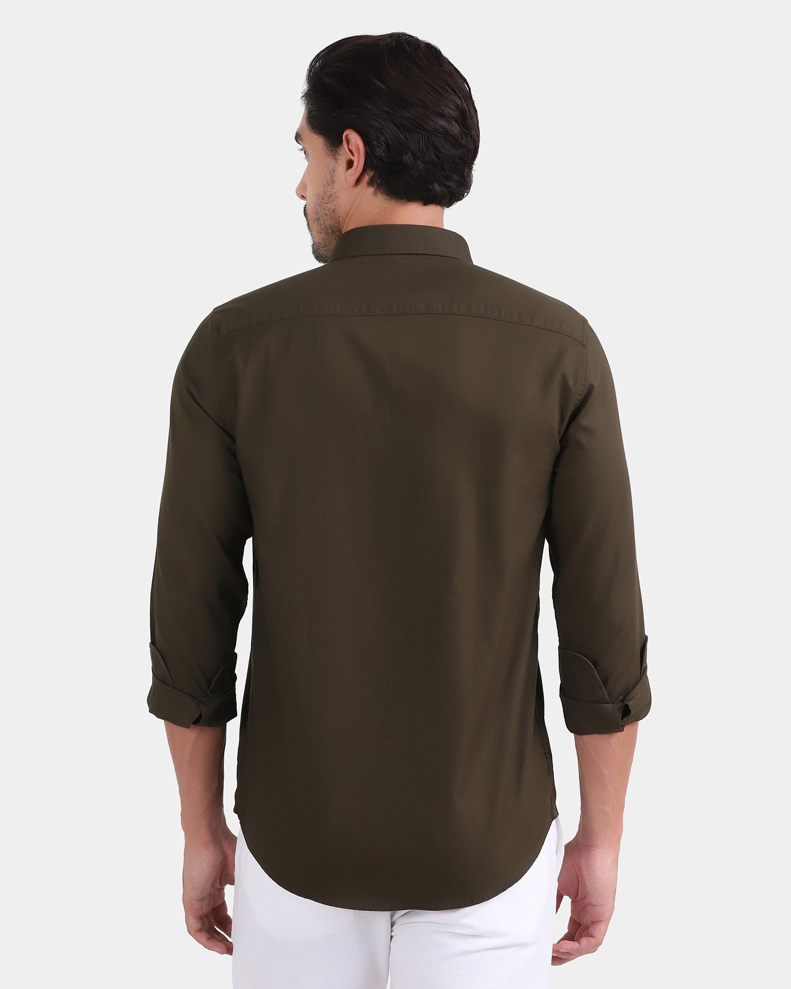 Deep Olive Printed Shirt - Gebbew