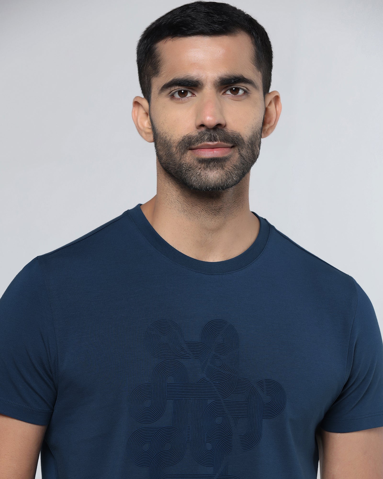 Deep Teal Crew Neck Printed T-Shirt - Misa