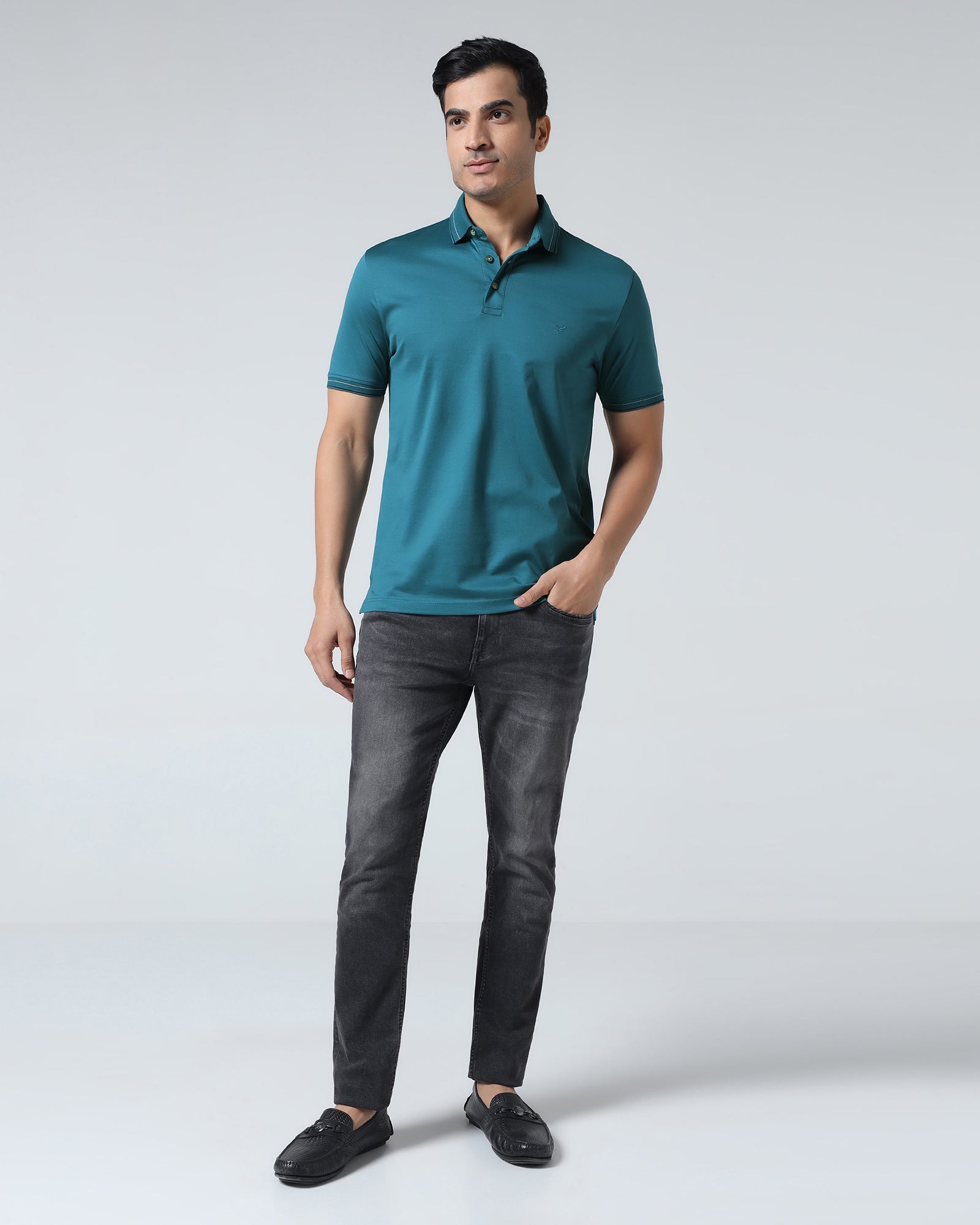 Deep Teal Solid Polo - Ram