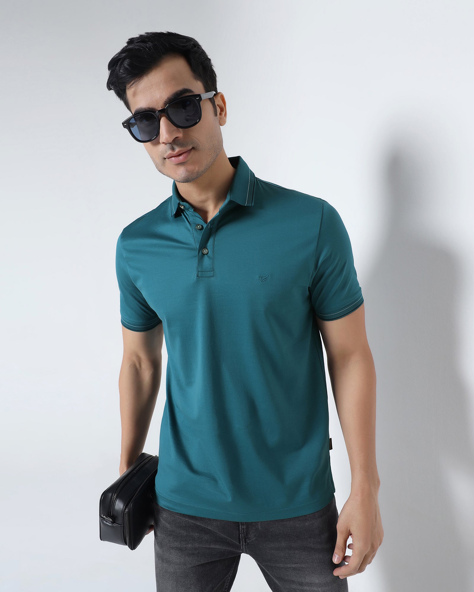 Deep Teal Solid Polo - Ram
