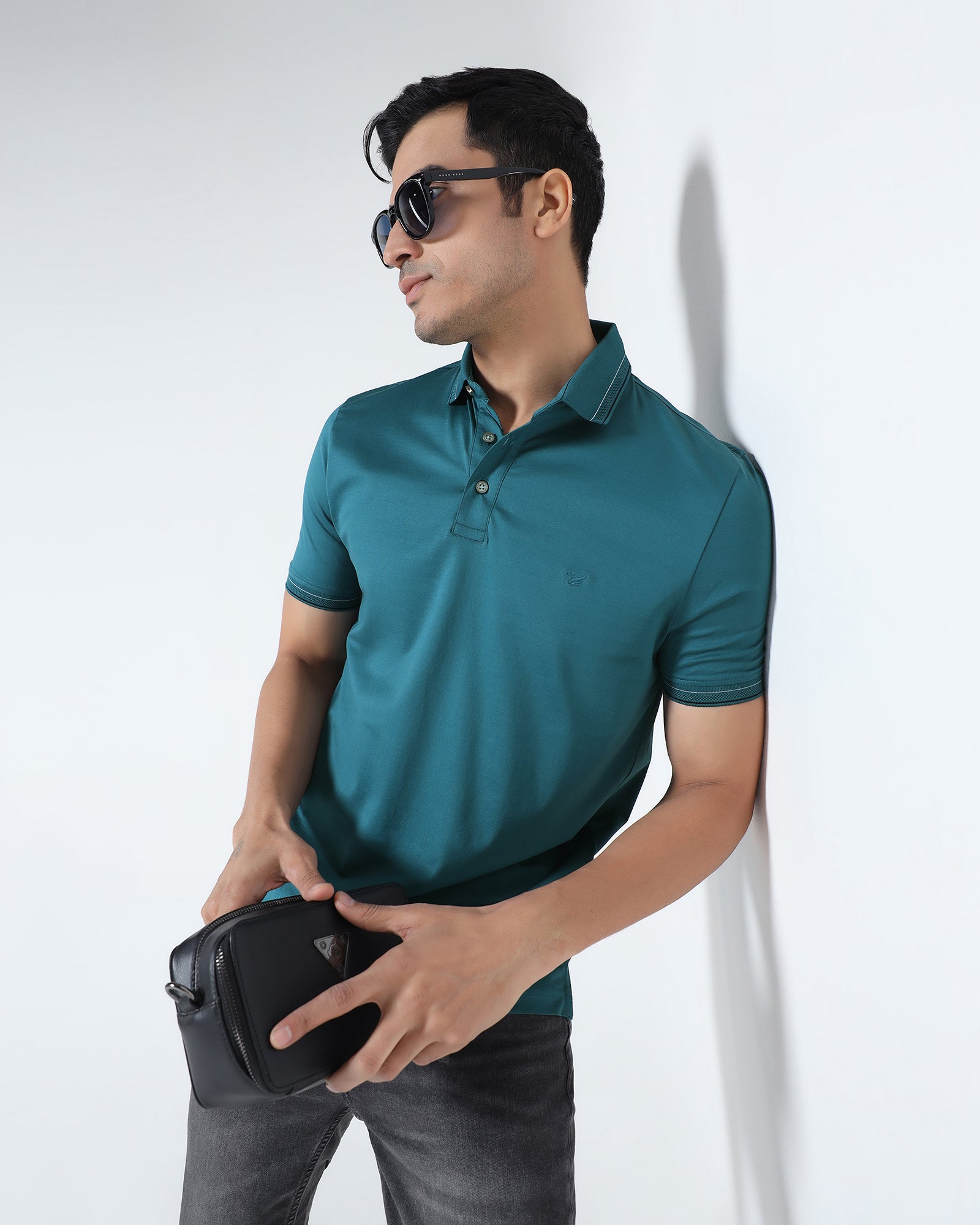 Deep Teal Solid Polo - Ram