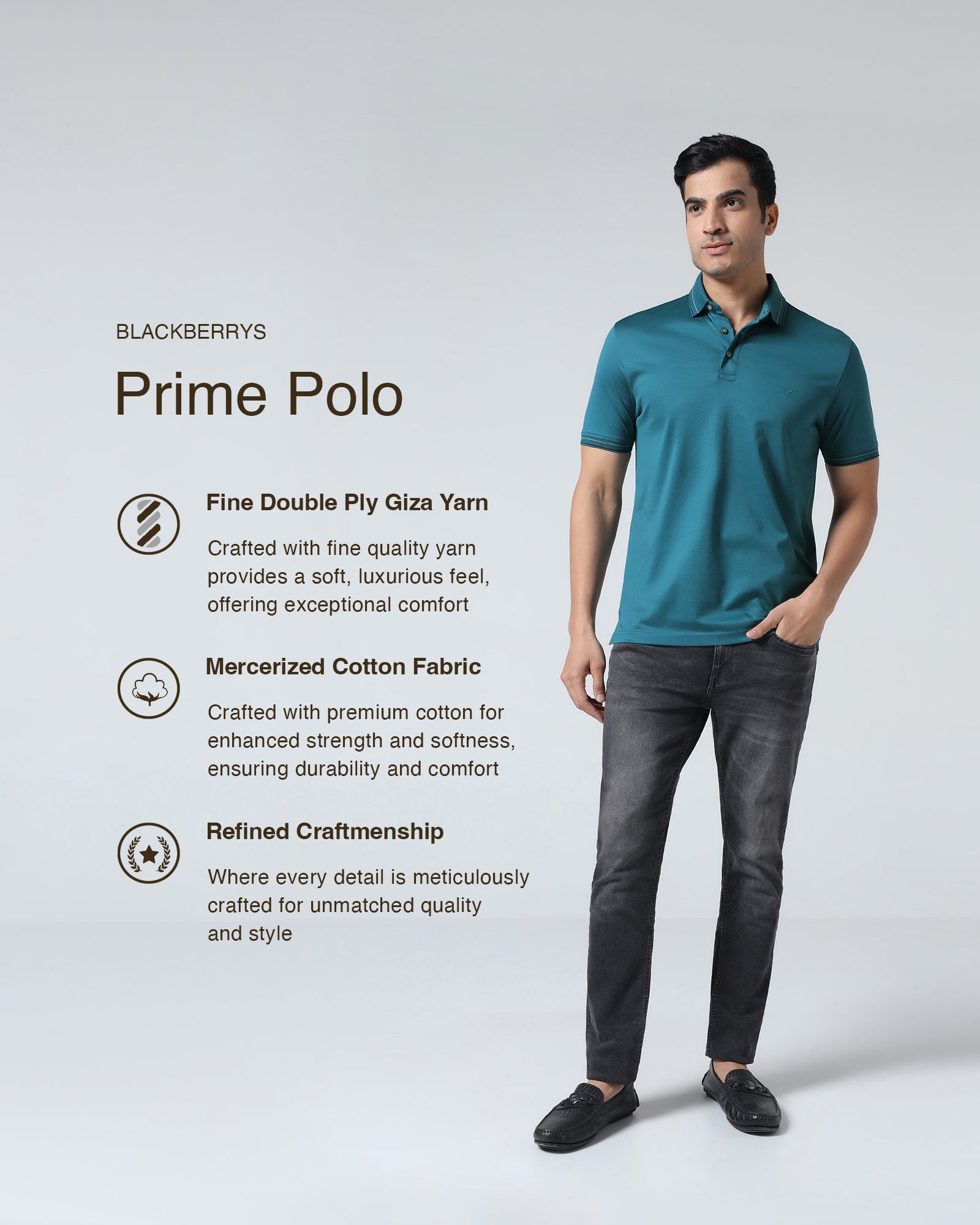 Deep Teal Solid Polo - Ram