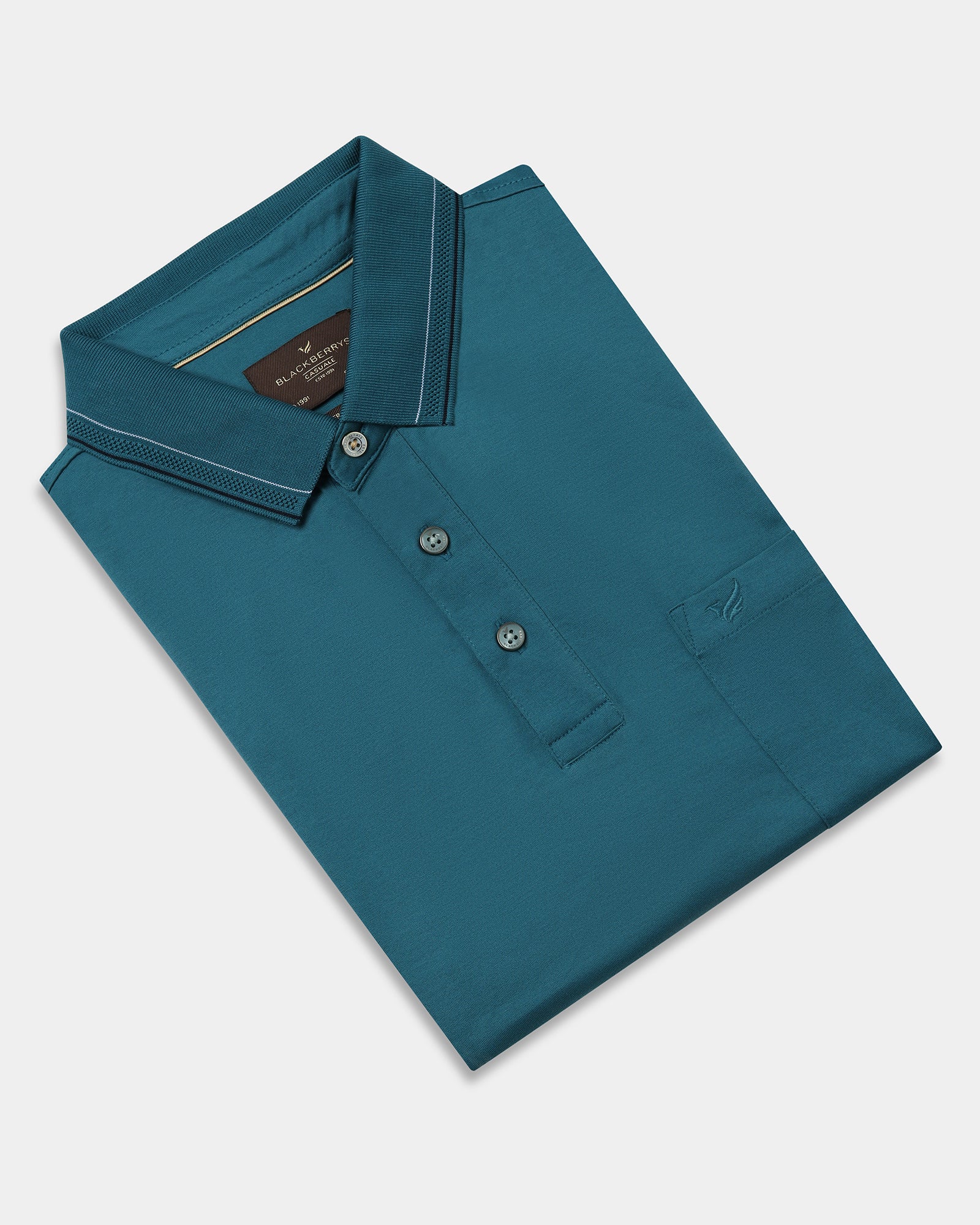 Deep Teal Solid Polo - Ram
