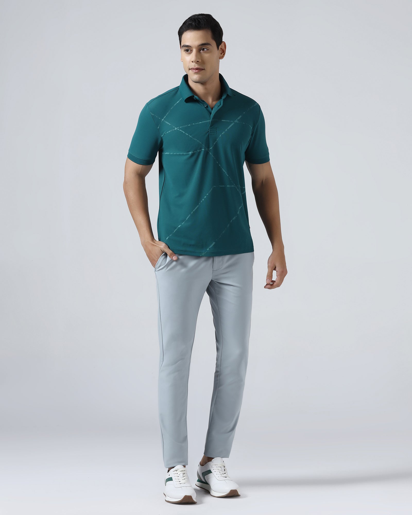 Deep Teal TechPro Printed Polo - Cedric