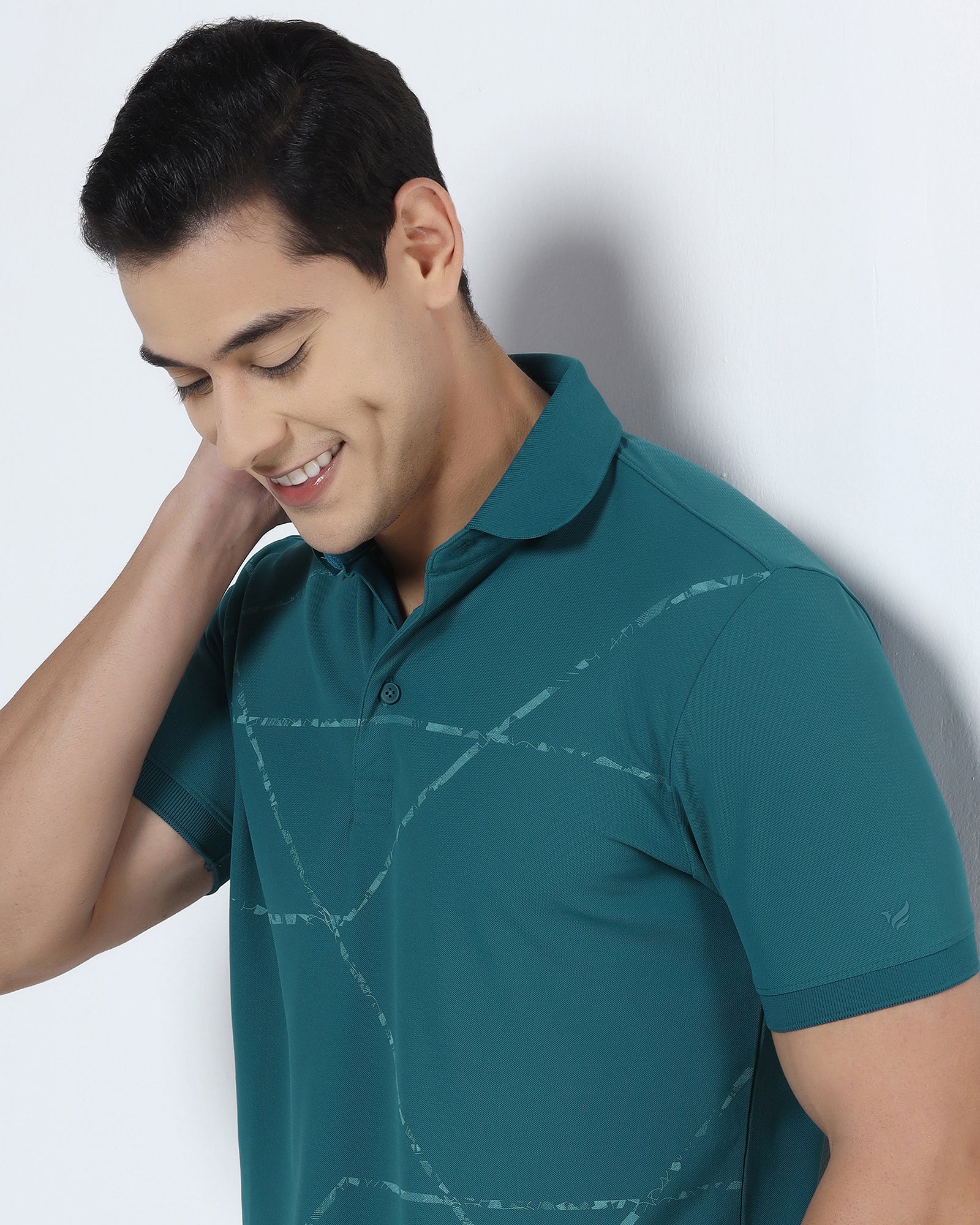Deep Teal TechPro Printed Polo - Cedric