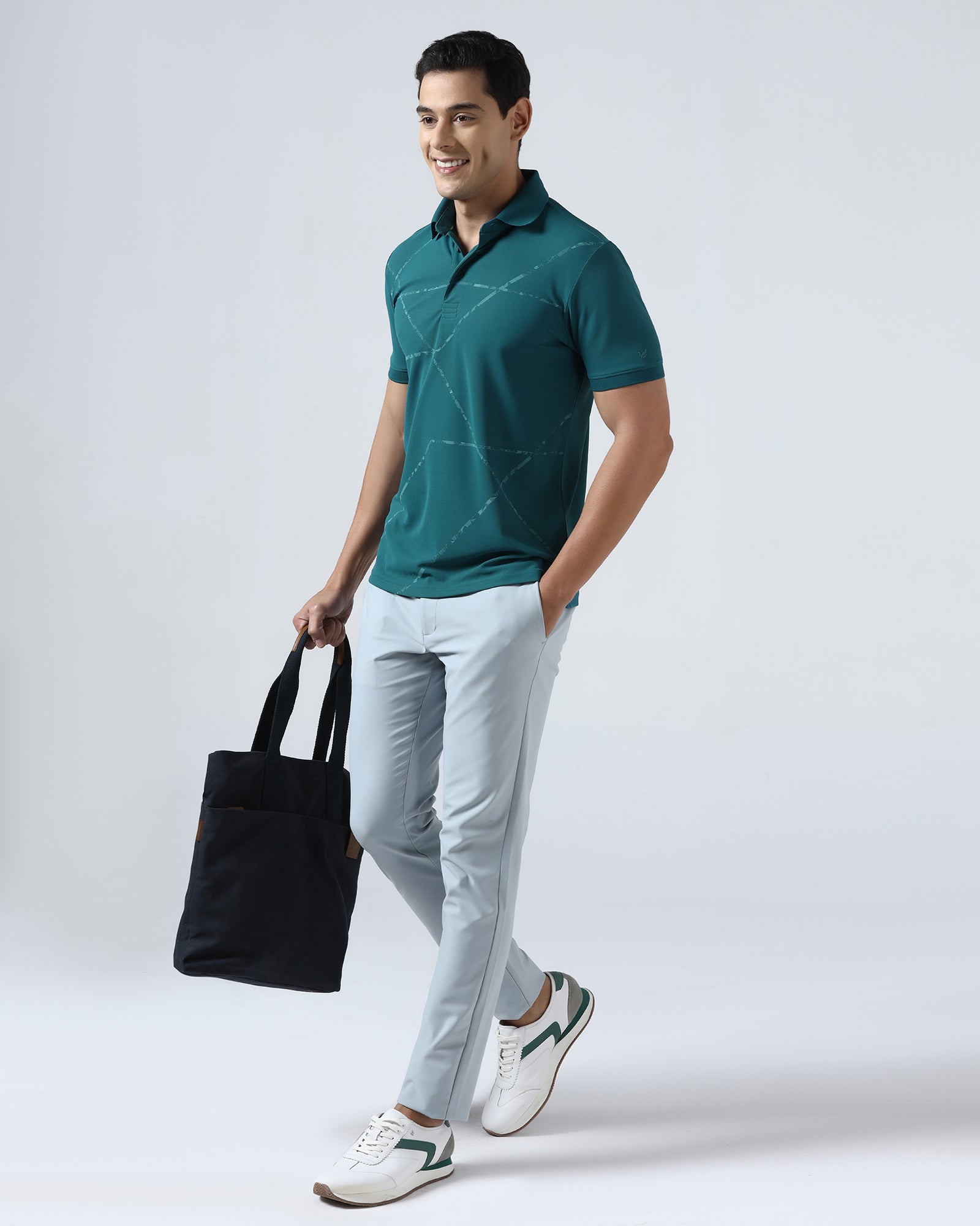 Deep Teal TechPro Printed Polo - Cedric