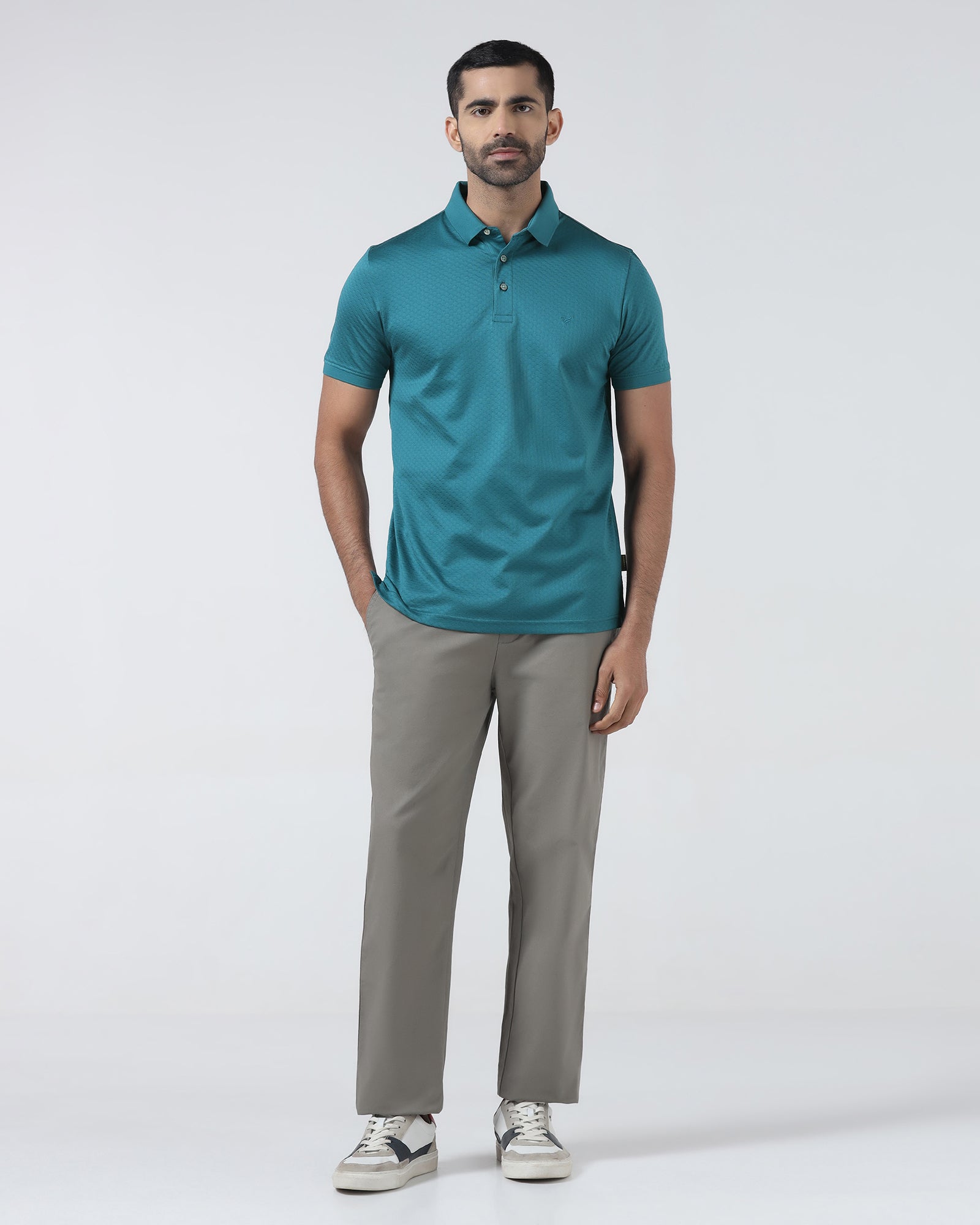 Deep Teal Textured Polo - Gama