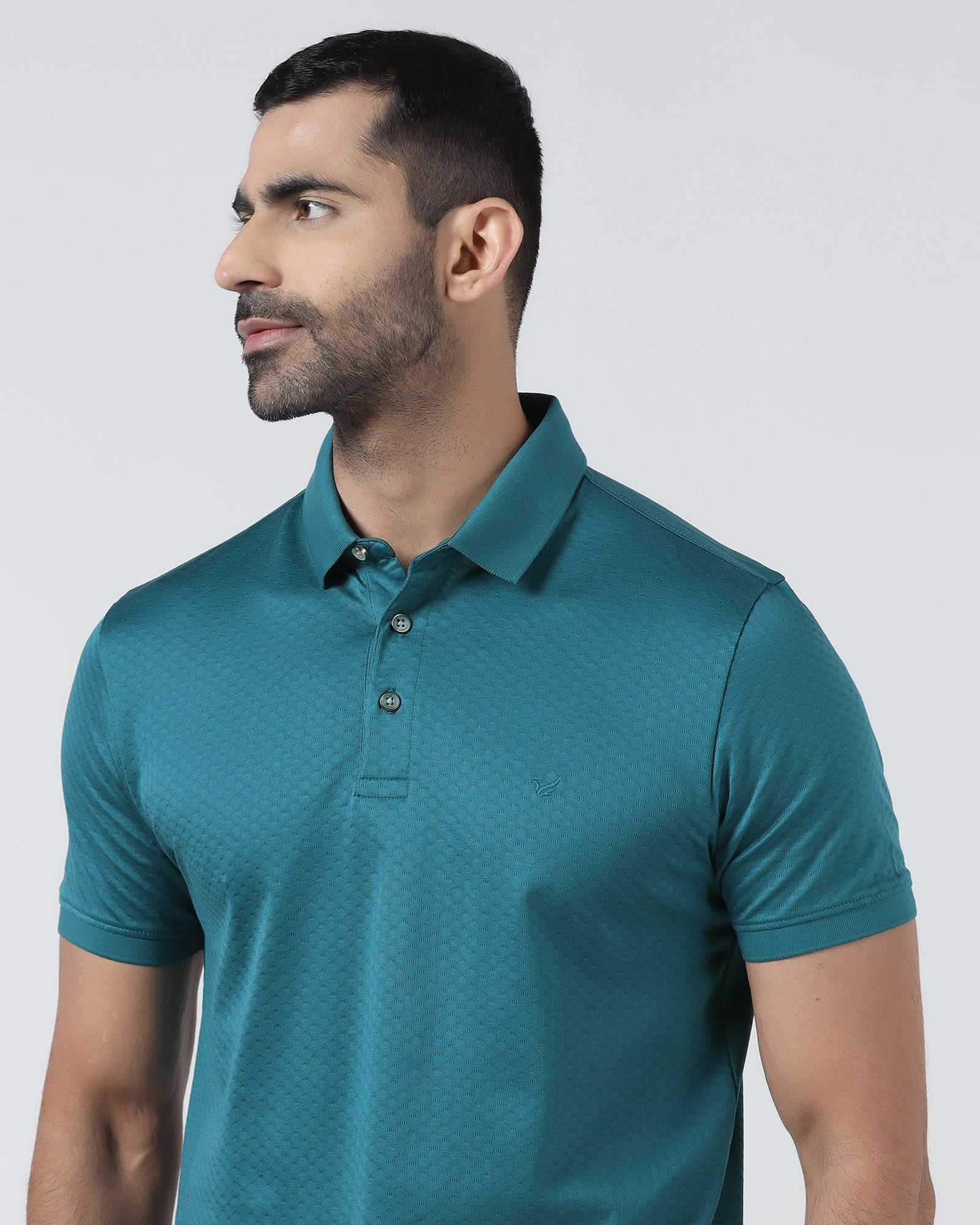 Deep Teal Textured Polo - Gama