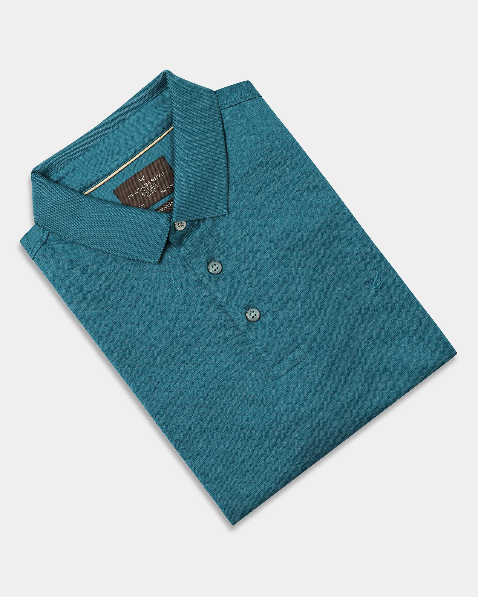 Deep Teal Textured Polo - Gama