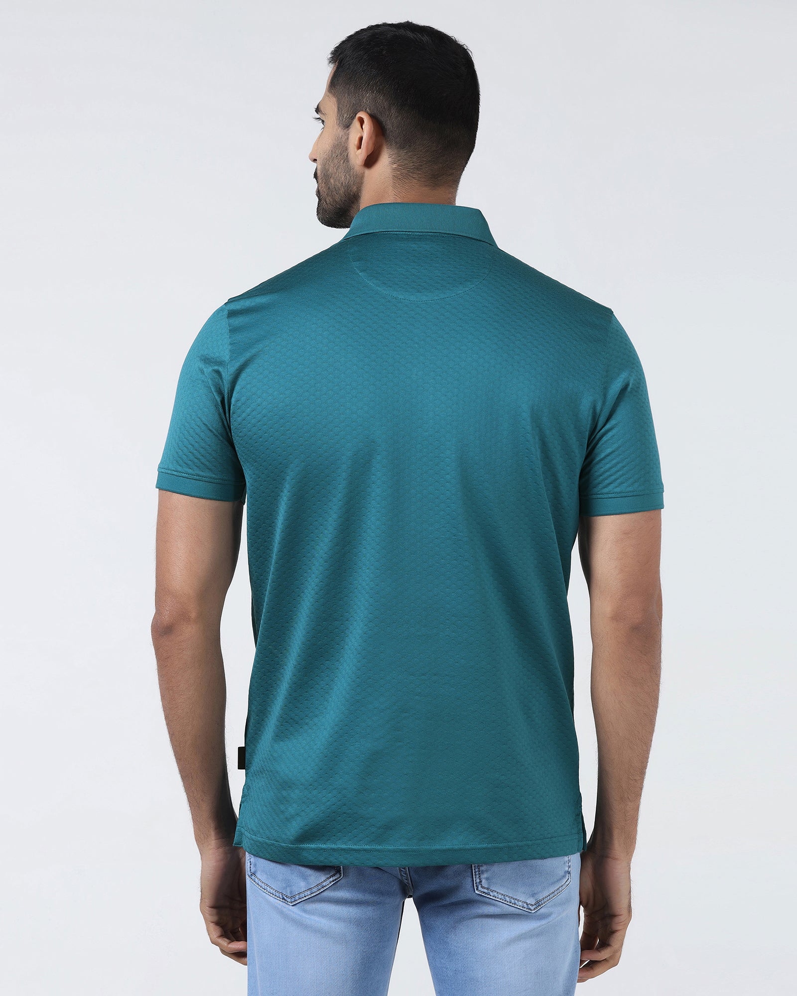 Deep Teal Textured Polo - Gama