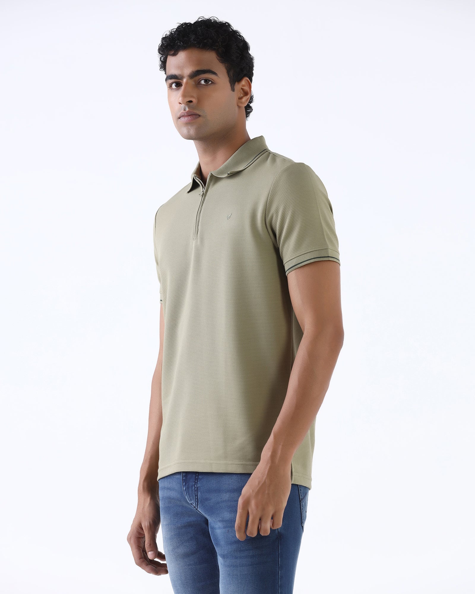 Dull Green Textured Polo - Viggo
