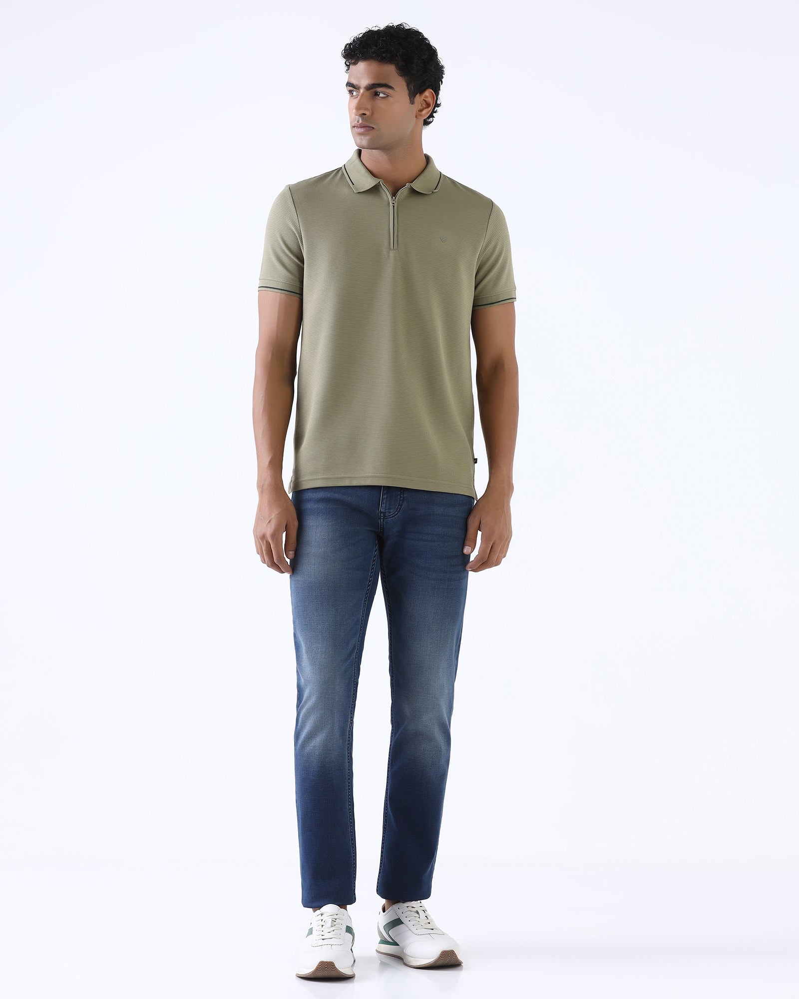 Dull Green Textured Polo - Viggo