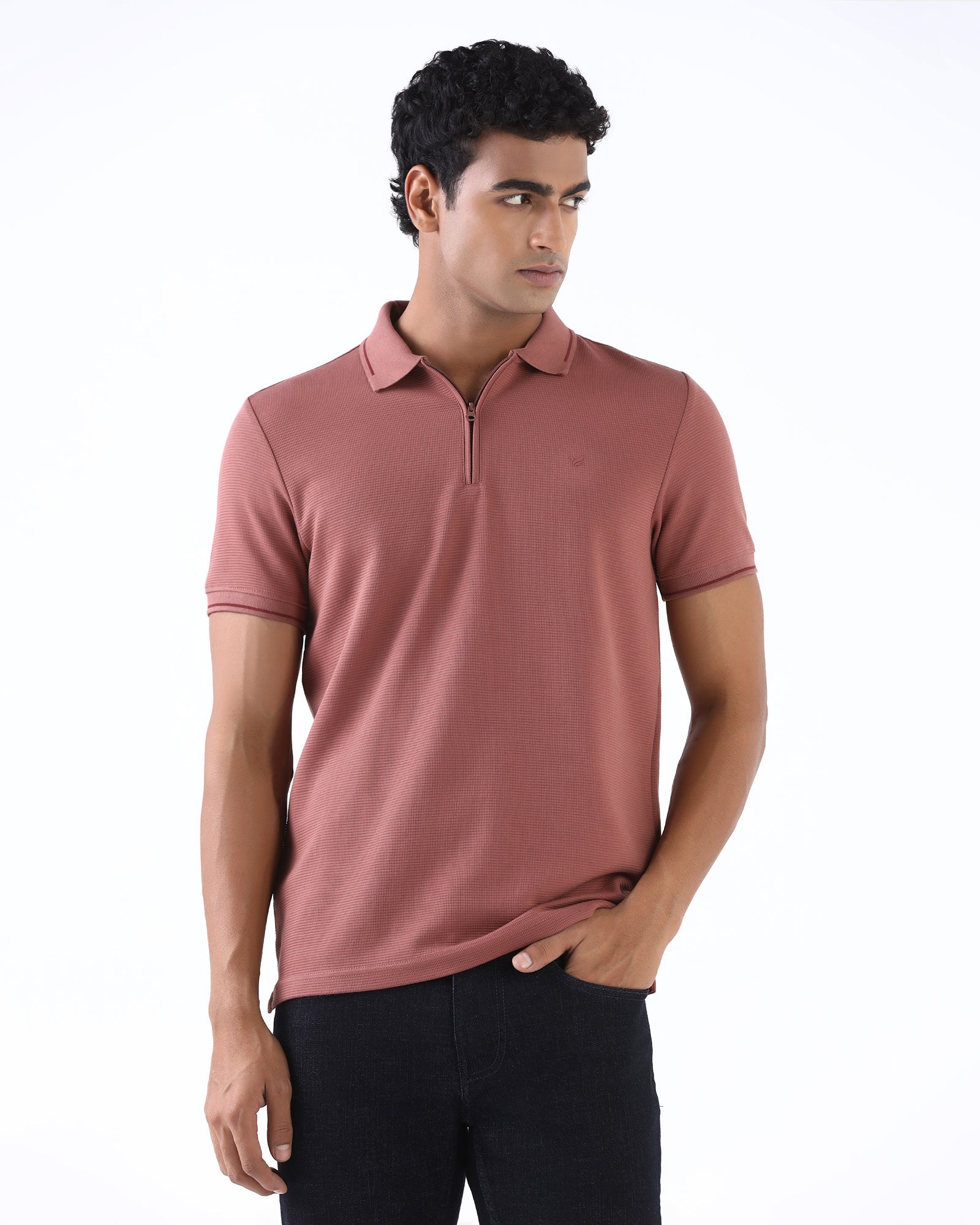 Dusky Rust Textured Polo - Viggo