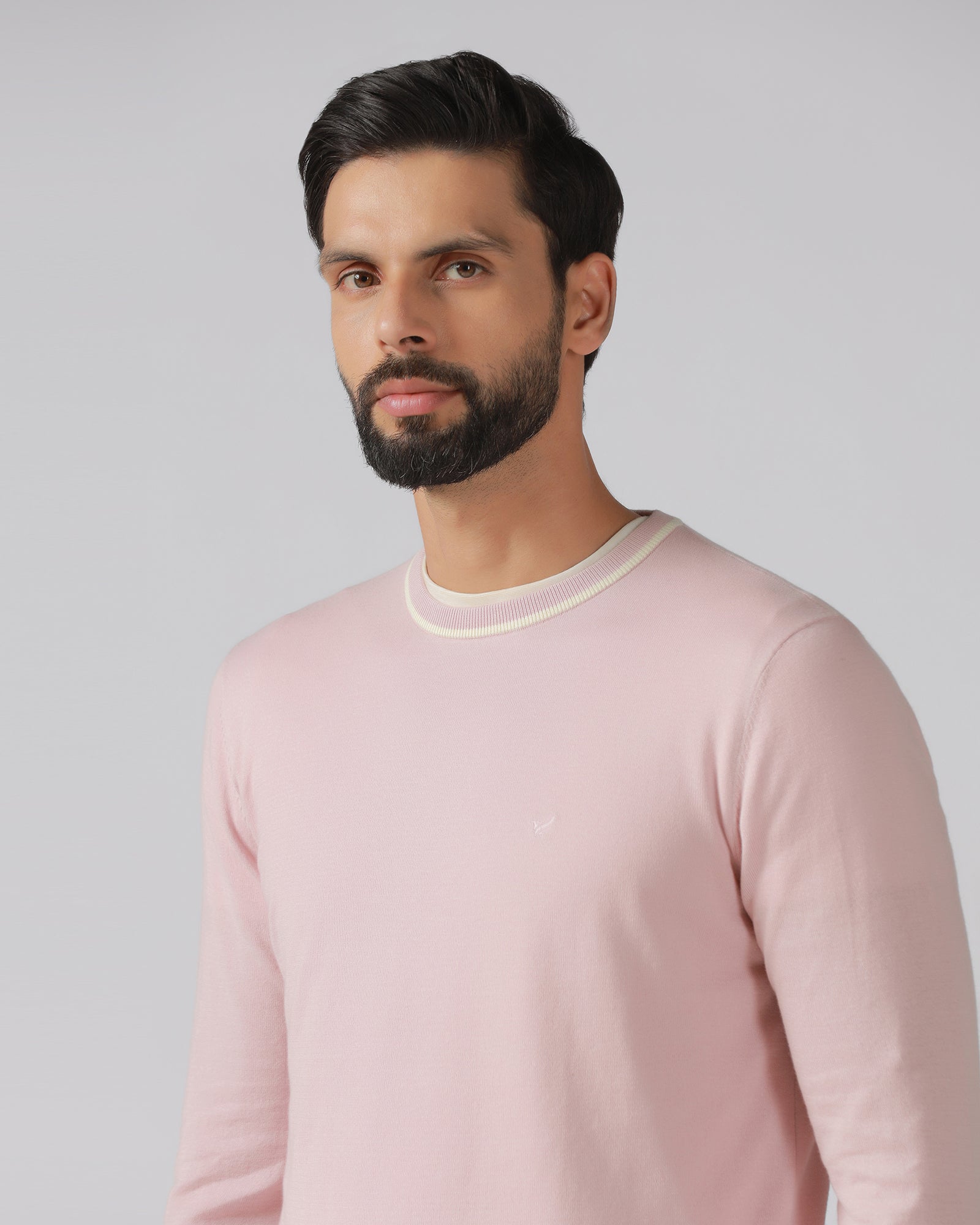 Dusty Pink Crew Neck Solid T-Shirt - Timber