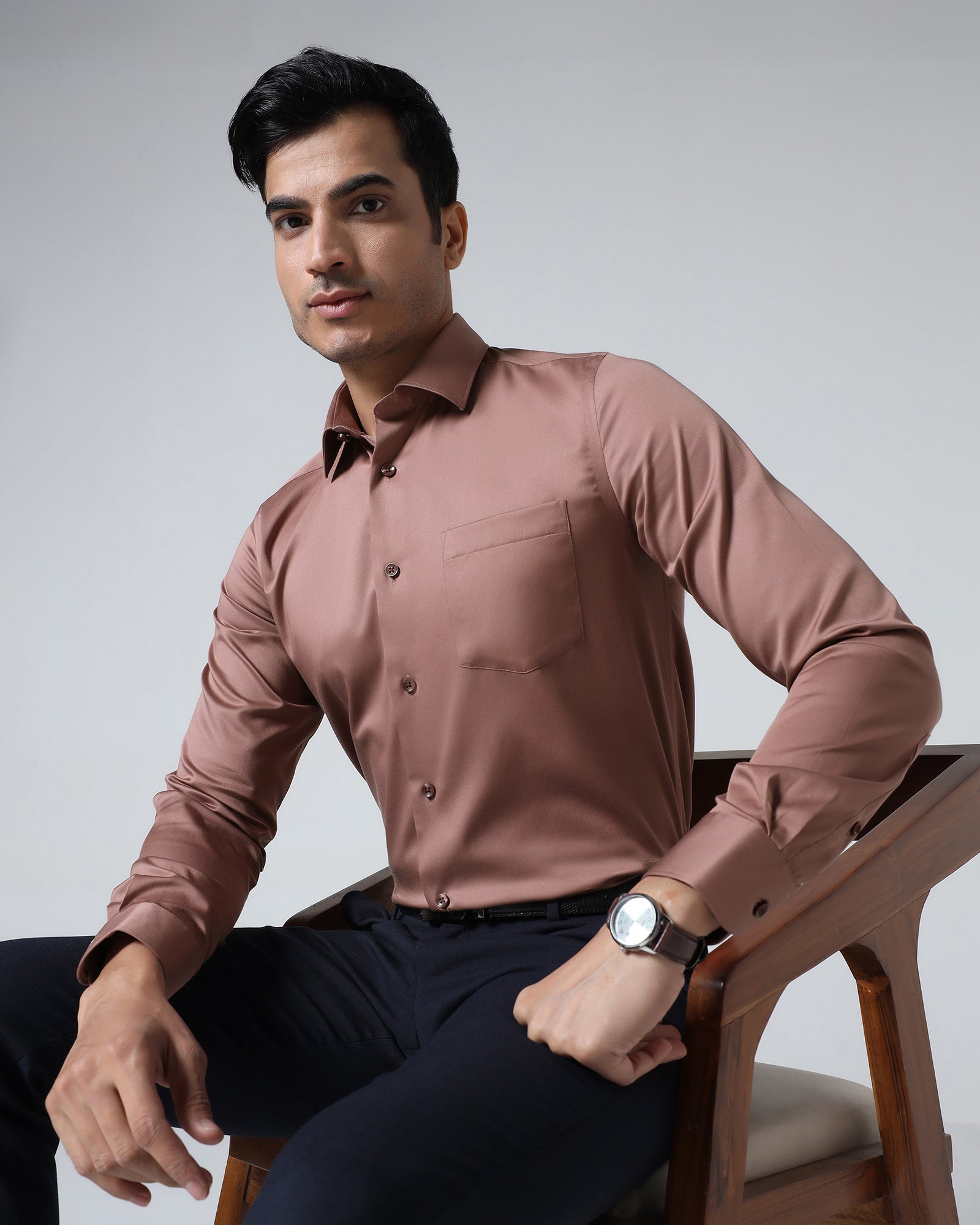 Rust Non Iron Solid Shirt - Sylvia