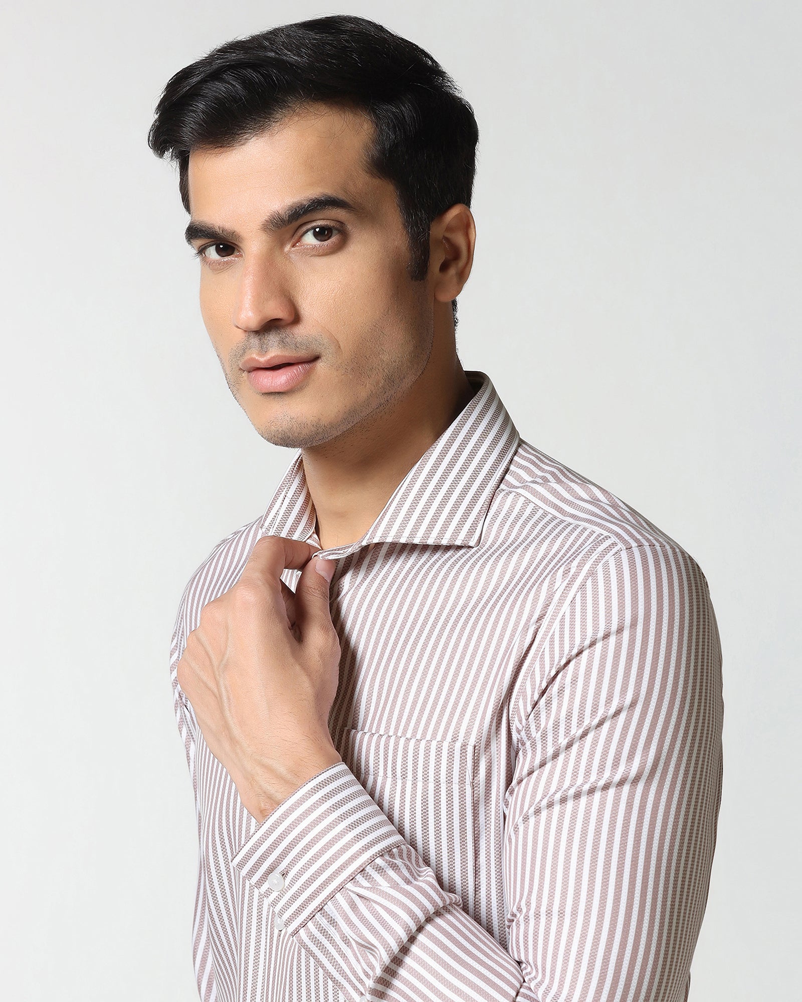 Dusty Pink Non Iron Stripe Shirt - Radius