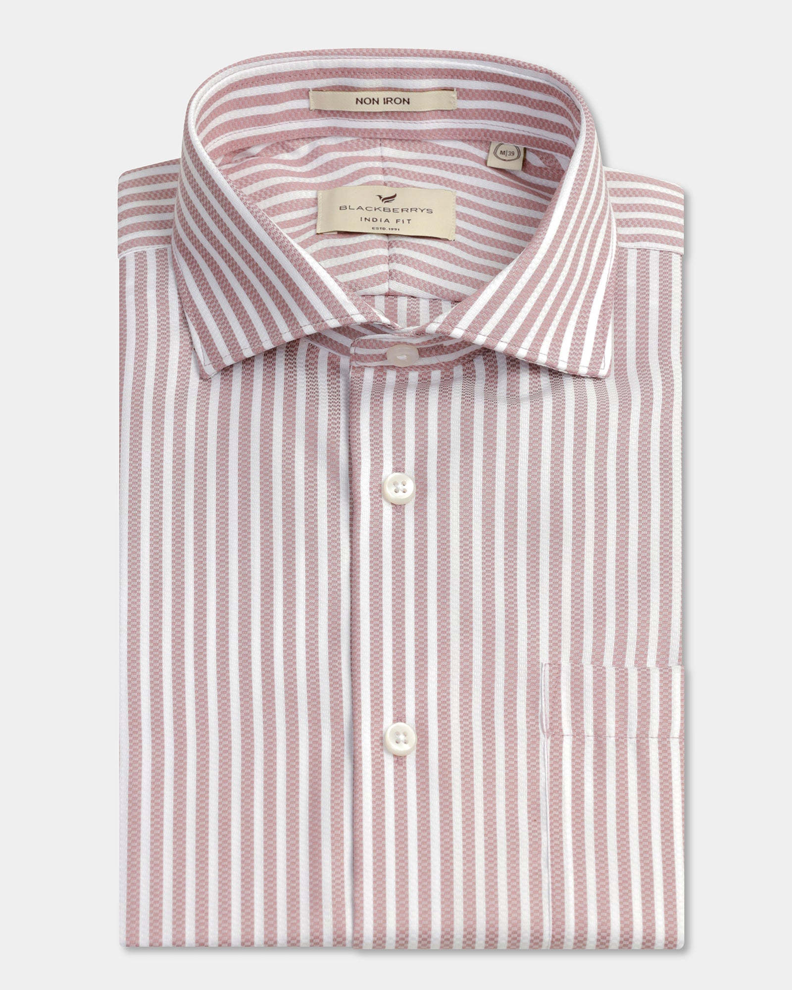 Dusty Pink Non Iron Stripe Shirt - Radius