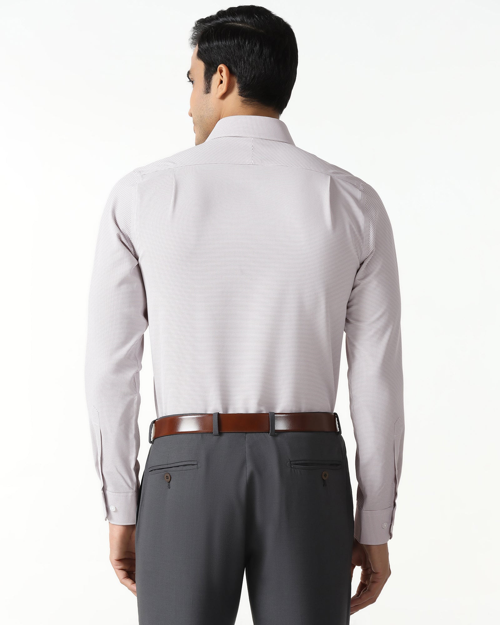 Dusty Pink Non Iron Textured Shirt - Rise