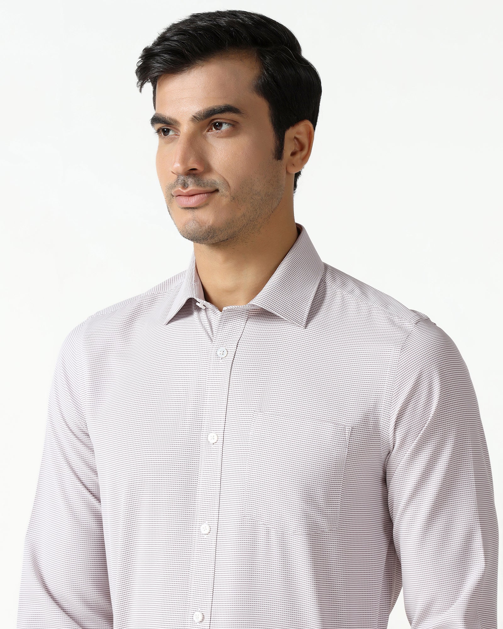 Dusty Pink Non Iron Textured Shirt - Rise