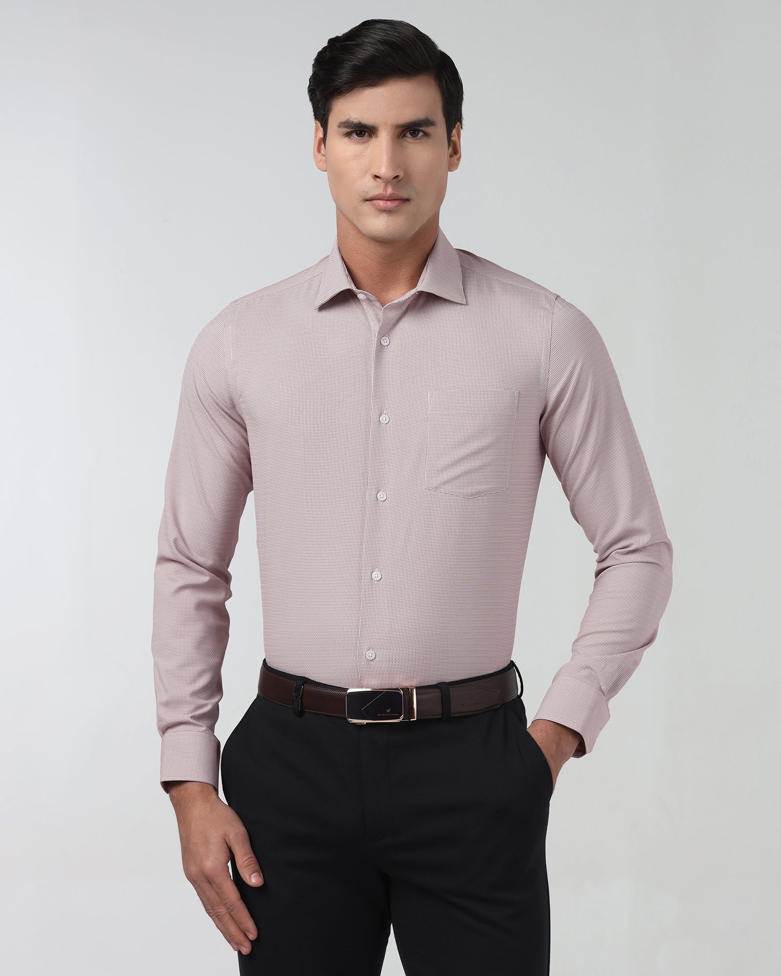 Dusty Pink Non Iron Textured Shirt - Russel E