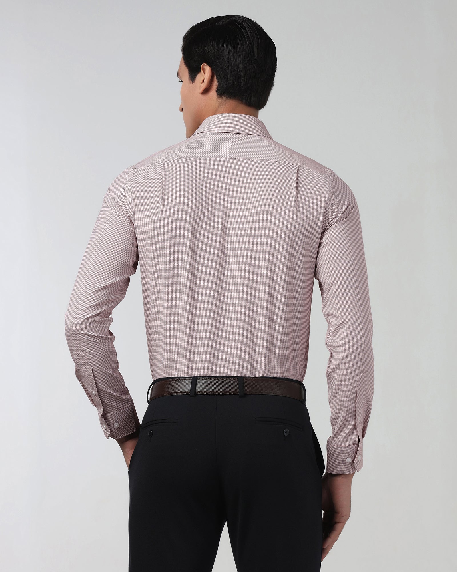 Dusty Pink Non Iron Textured Shirt - Russel E