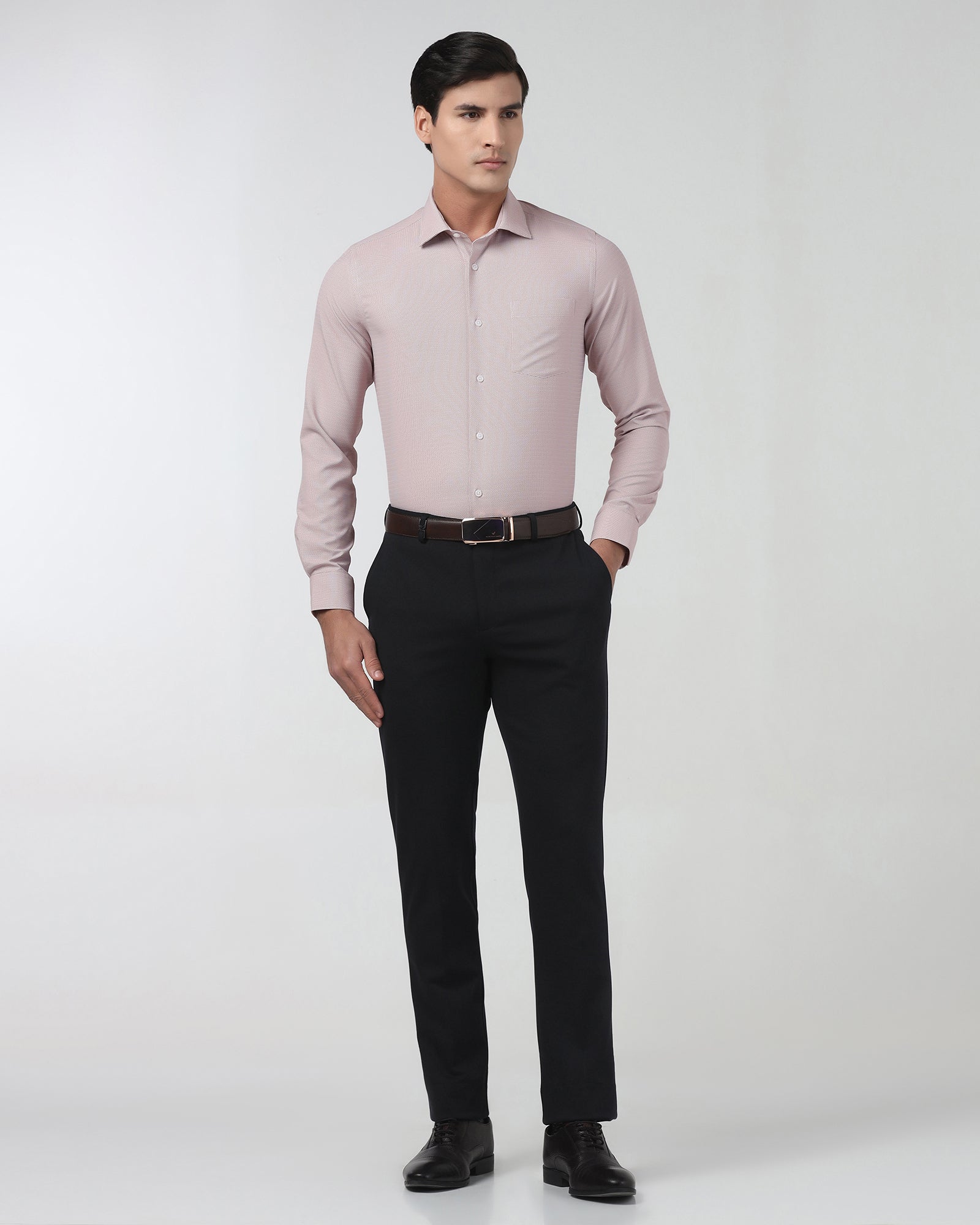 Dusty Pink Non Iron Textured Shirt - Russel E