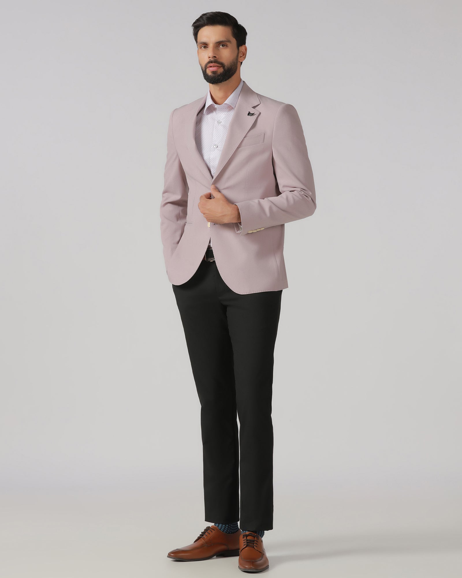 Dusty Pink Solid Blazer - Absinthe