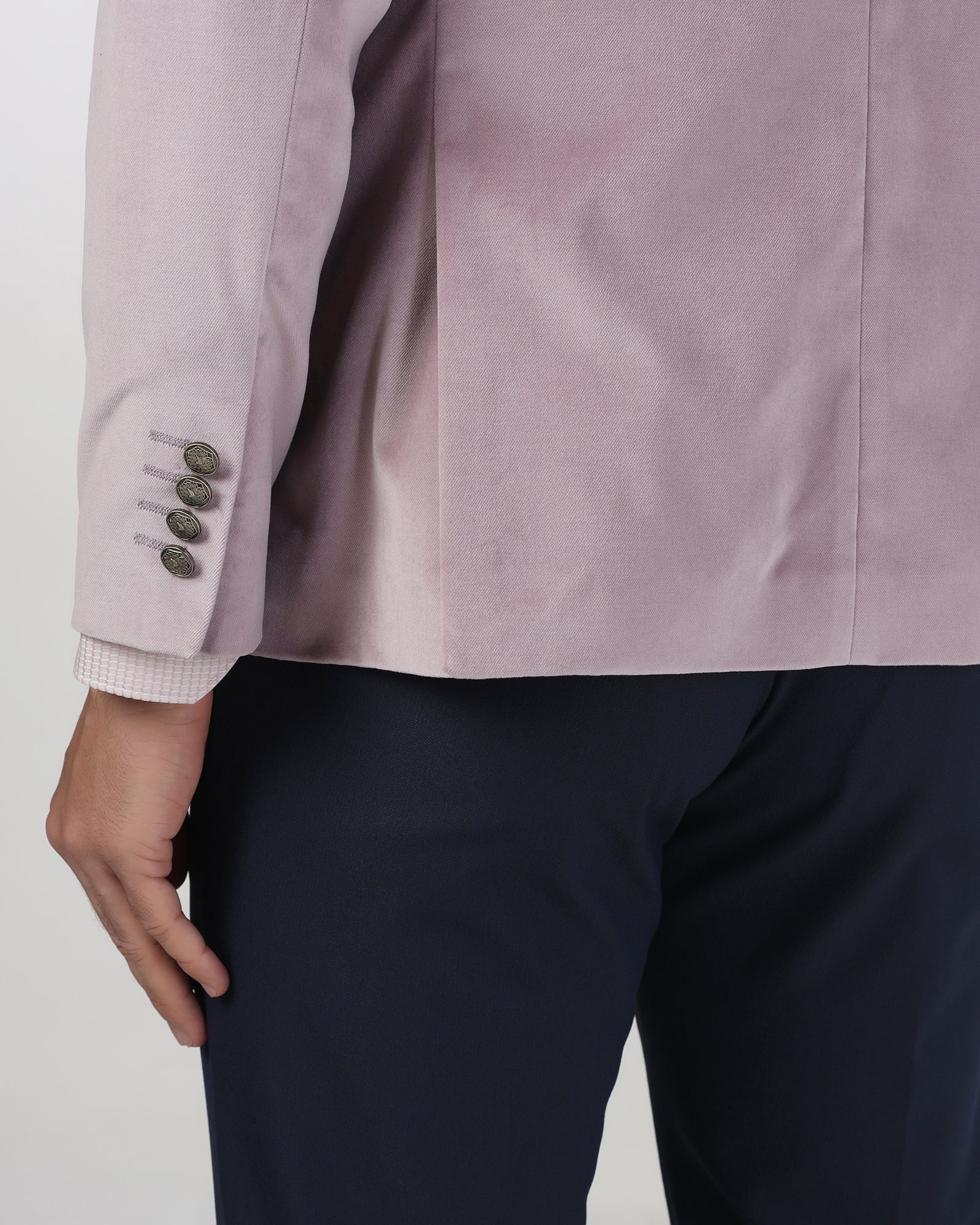 Dusty Pink Solid Bandhgala Blazer - Malibu