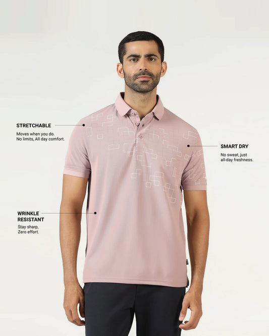Dusty Pink TechPro Printed Polo - Luna