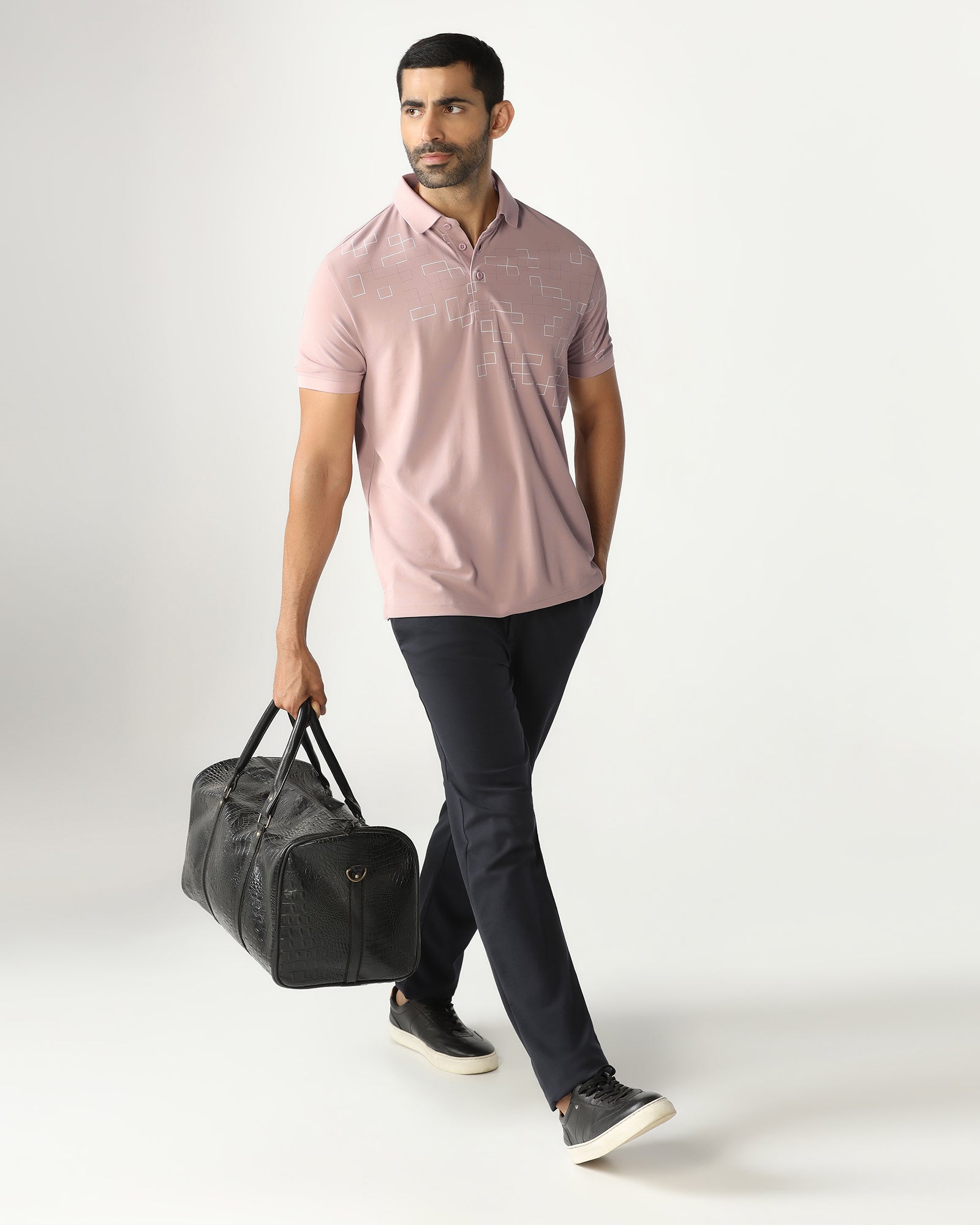 Dusty Pink TechPro Printed Polo - Luna