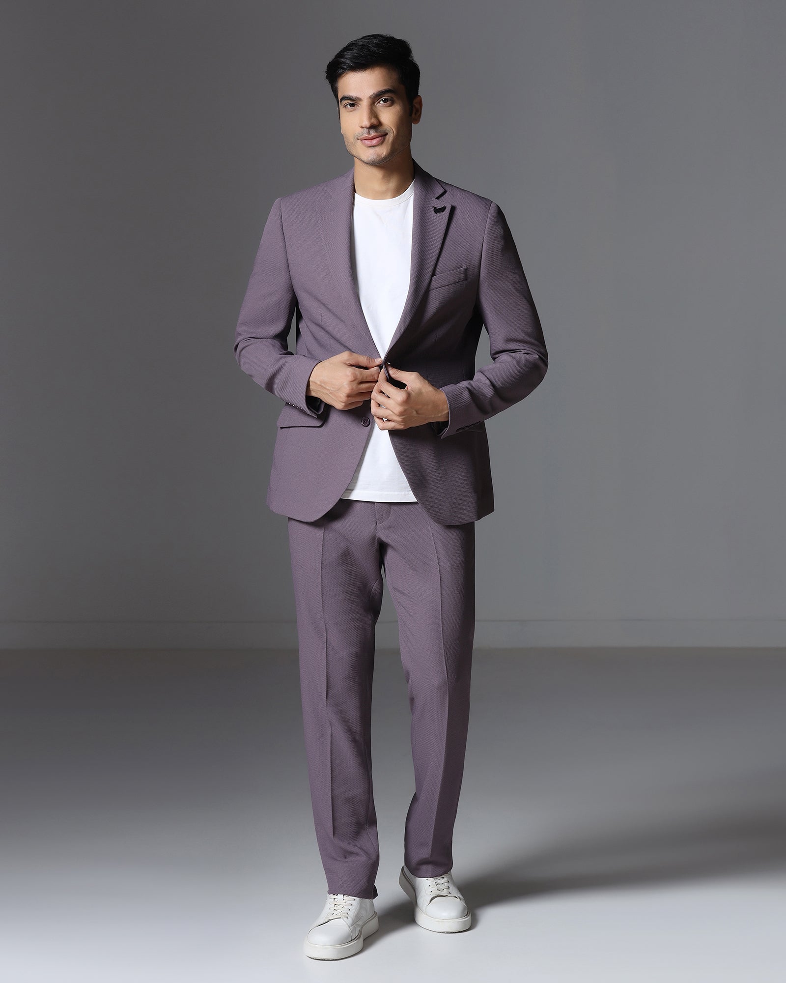 Dusty Pink Three Piece Textured Suit - Gioni
