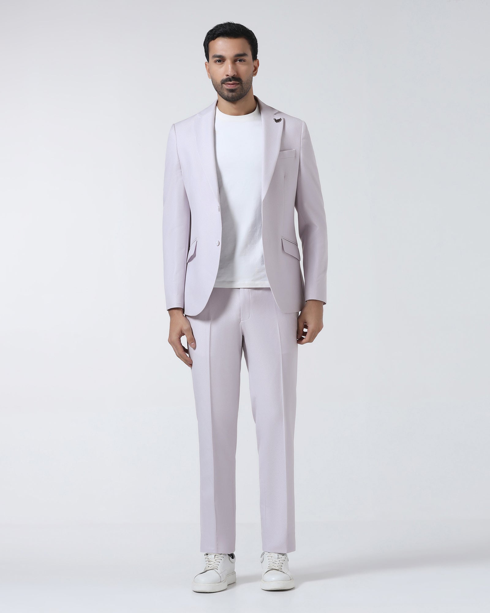 Dusty Pink Three Piece Textured Suit - Zeny