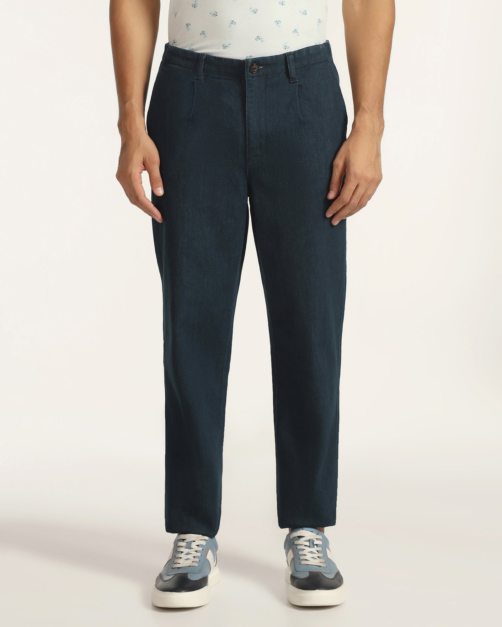 Super Clean Pleated Comfort Fit Indigo Jeans - Jaron