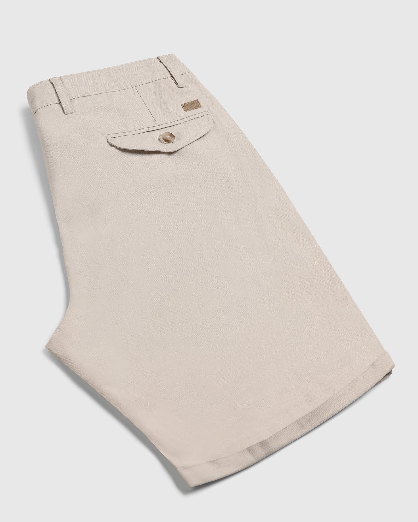 Linen Casual Beige Solid Shorts - Kat