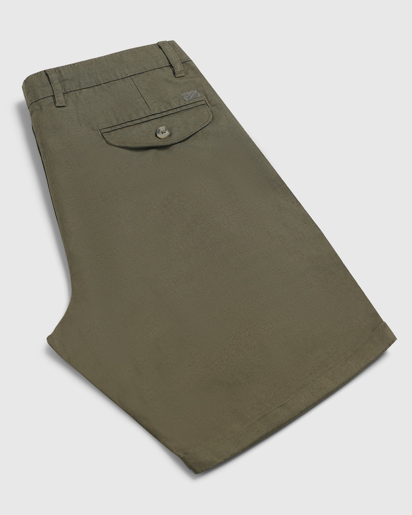 Linen Casual Olive Solid Shorts - Kat
