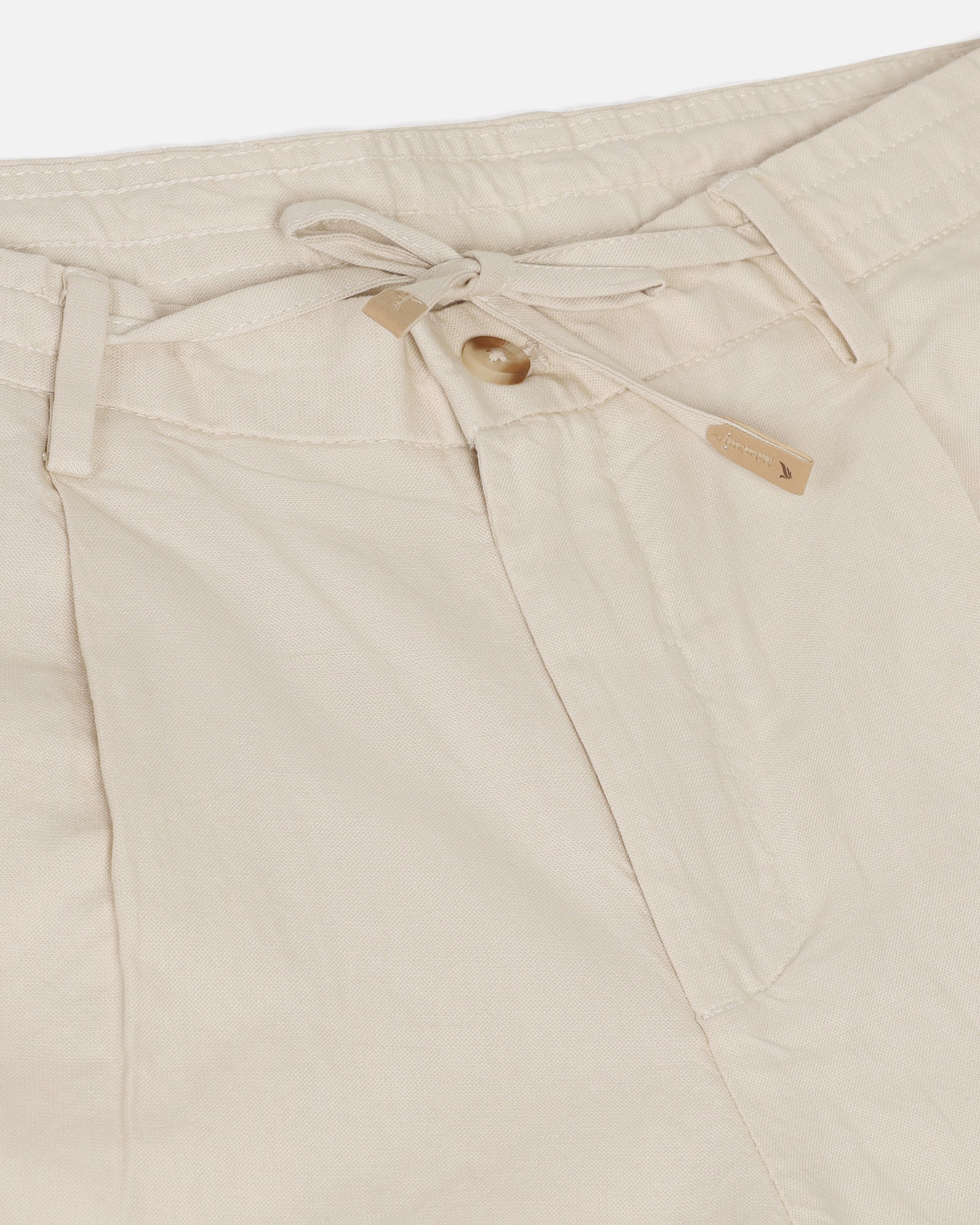 Linen Sneaker Fit Casual Beige Solid Khakis - Kinston