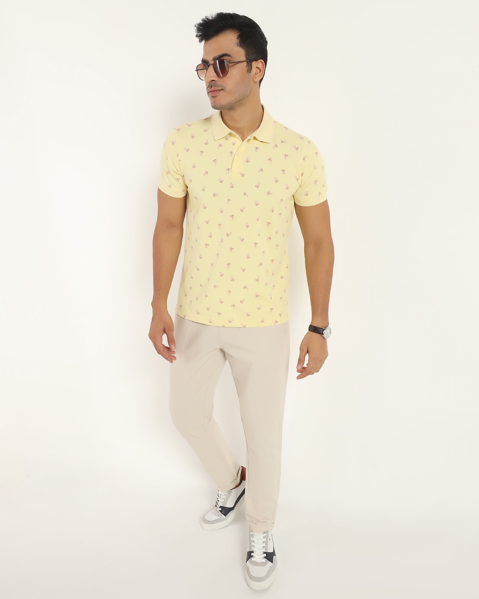 Linen Sneaker Fit Casual Beige Solid Khakis - Kinston