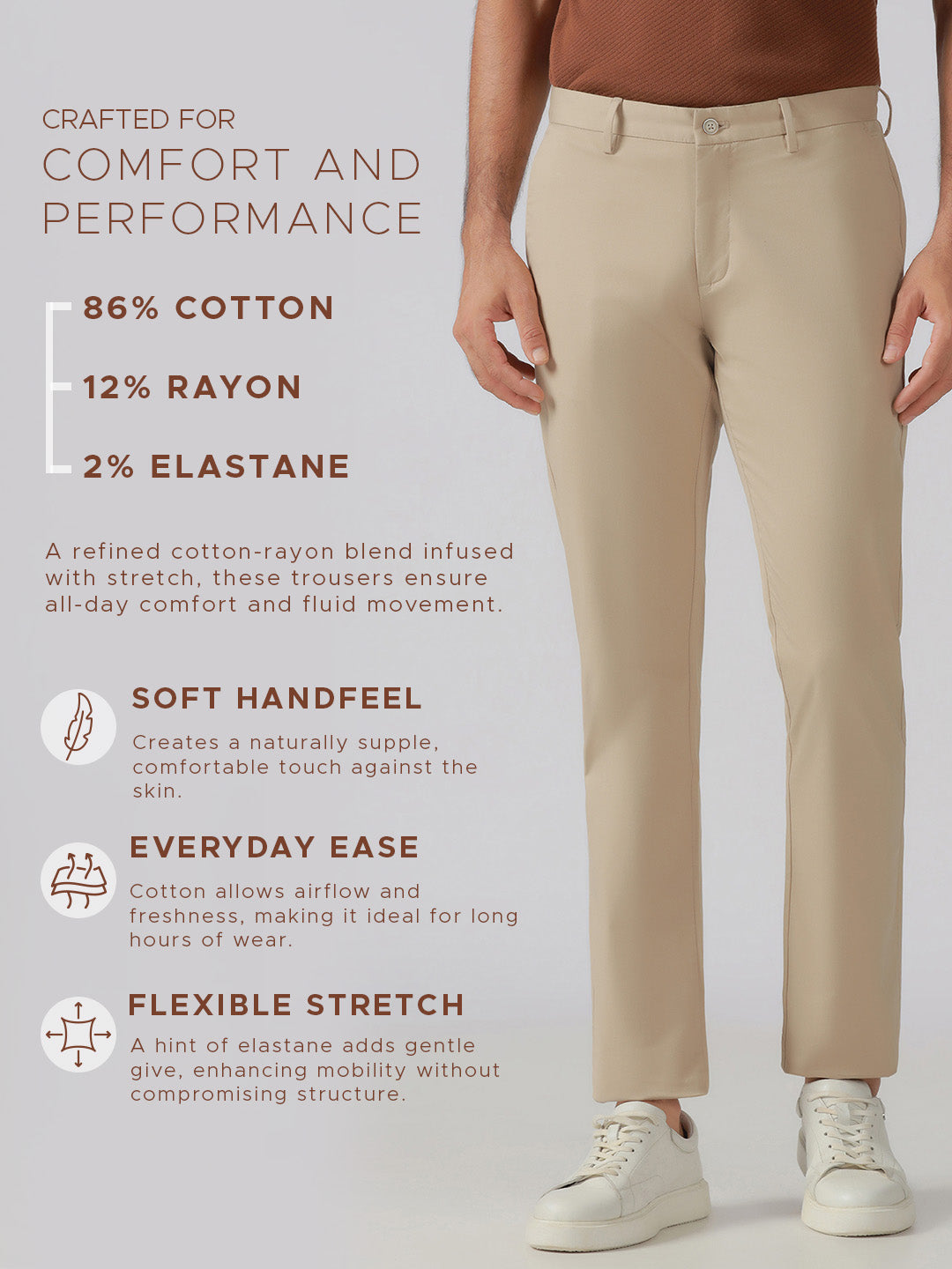 Beige Solid Khakis - Elba