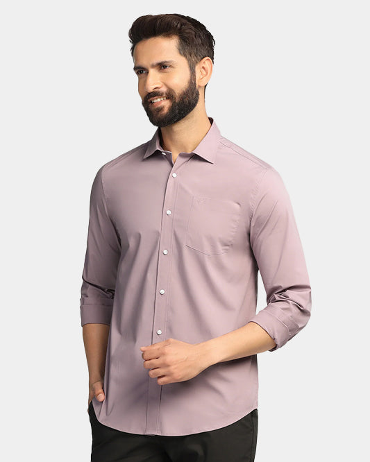 Casual Dusty Pink Solid Shirt - Lujo