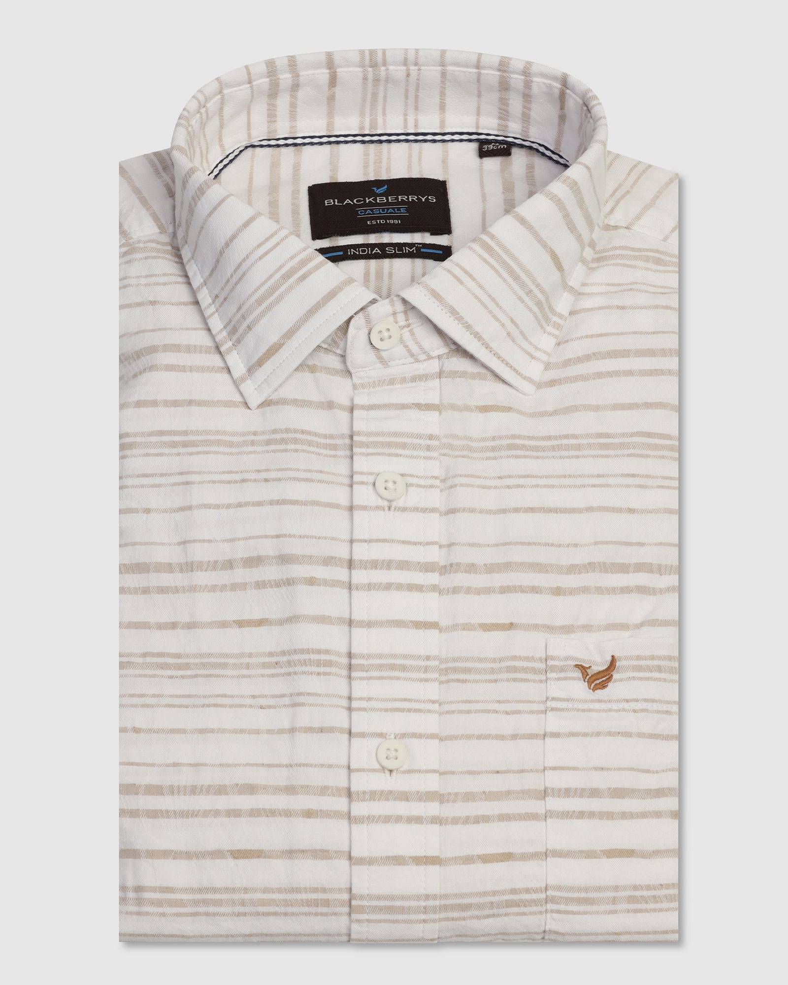 Linen Casual Beige Jacquard Shirt - Daigo