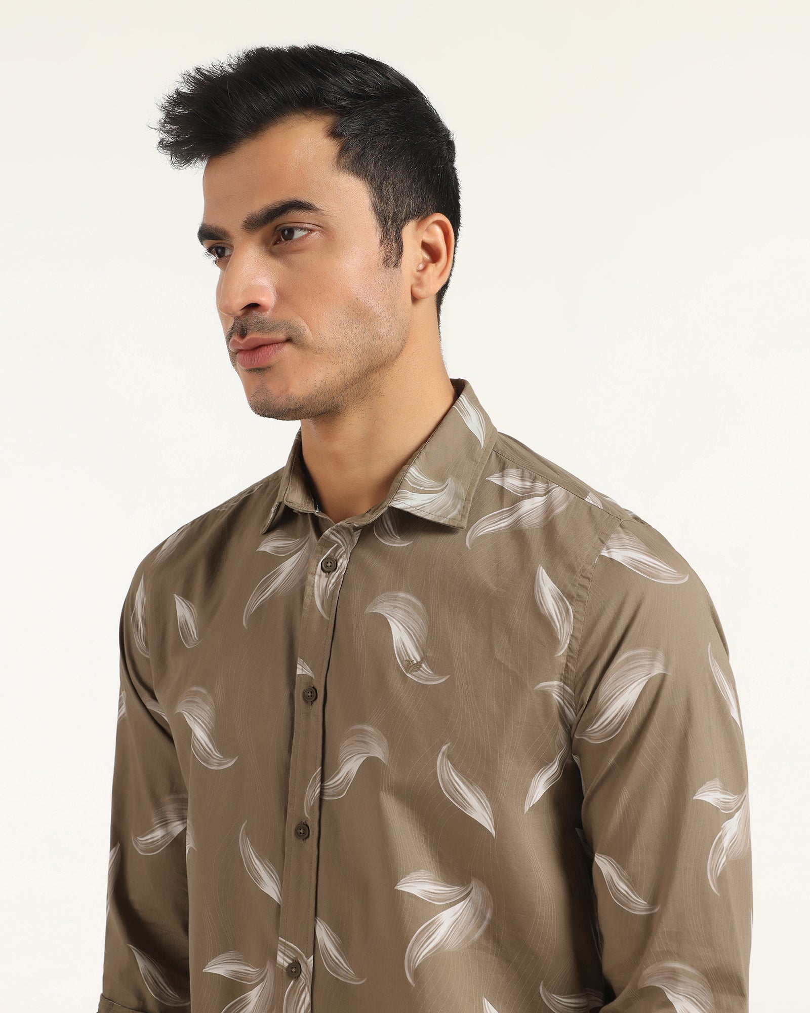 Casual Beige Printed Shirt - Geri