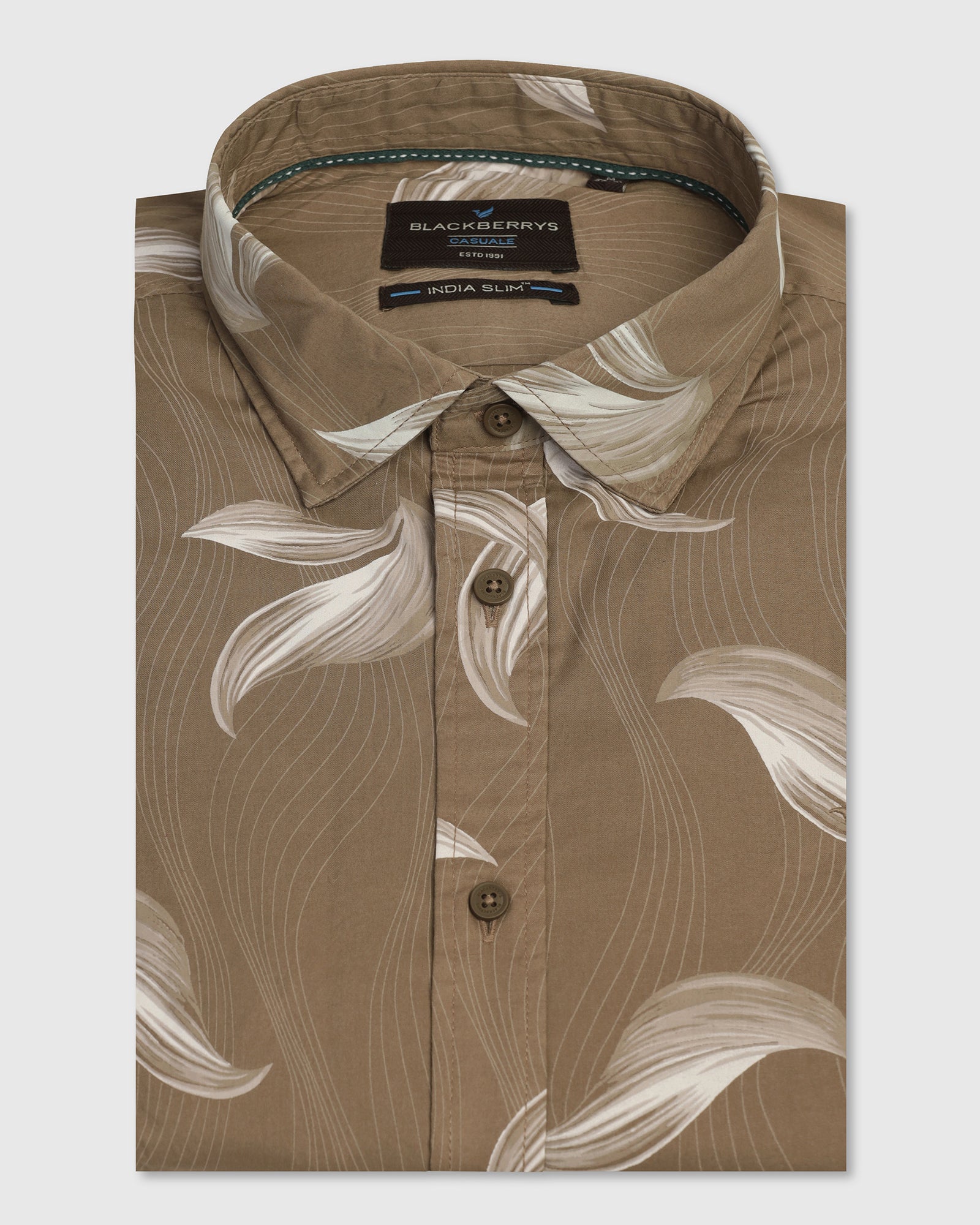Casual Beige Printed Shirt - Geri