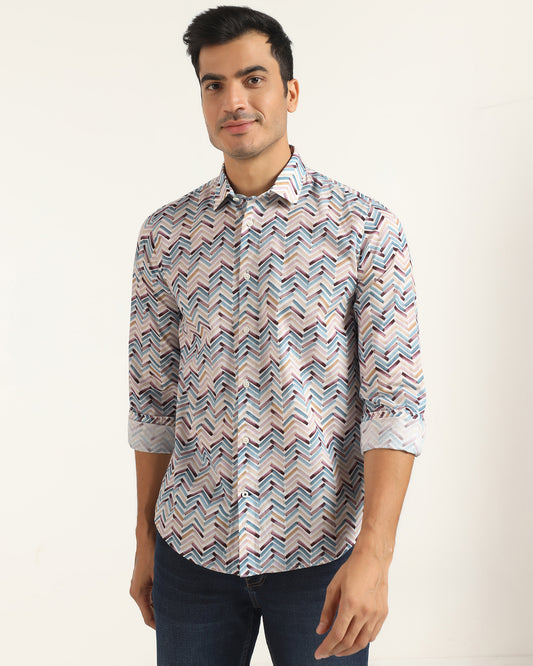 Casual Blue Printed Shirt - Alba