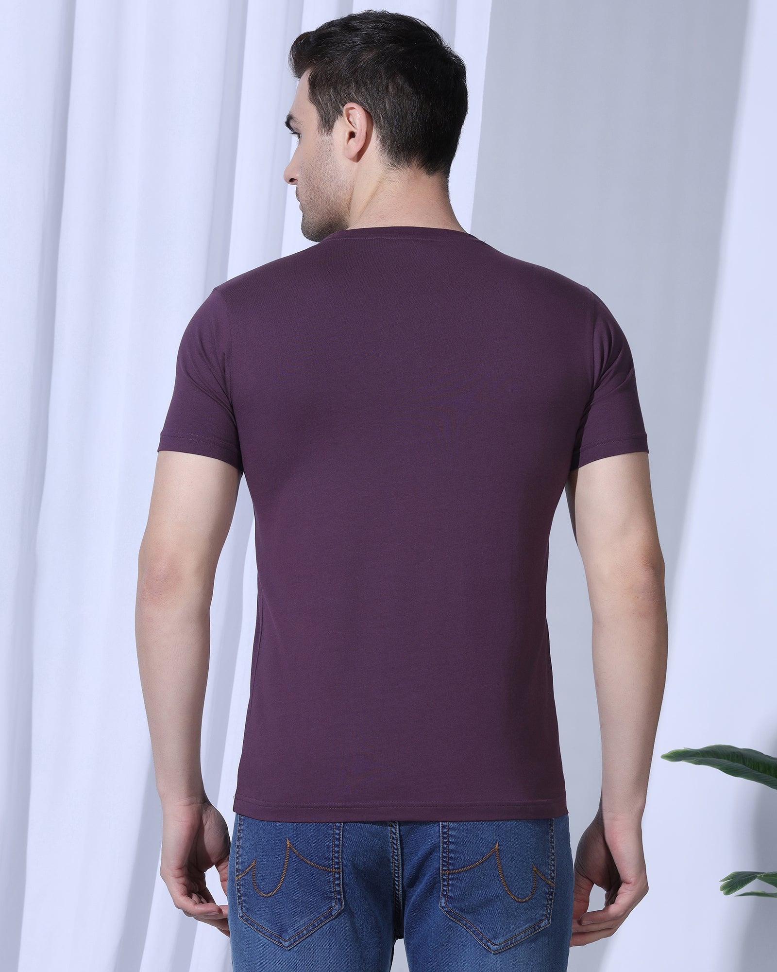 Crew Neck Purple Printed T-Shirt - Zedd