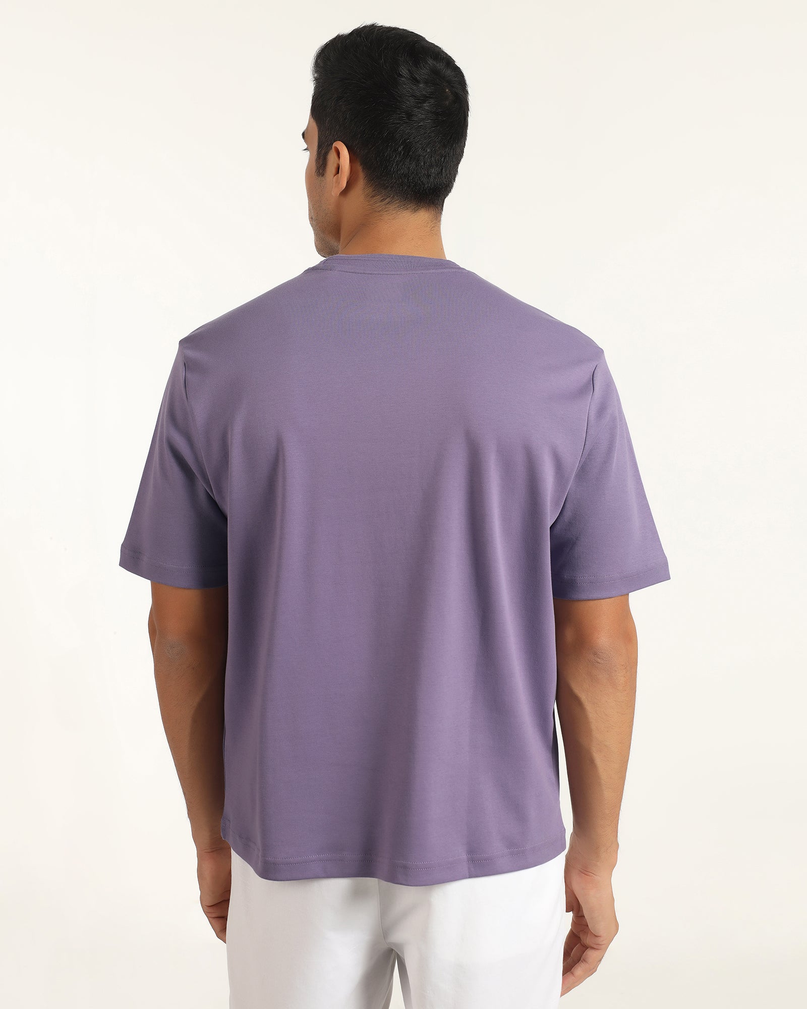 Crew Neck Purple Printed T-Shirt - Echo