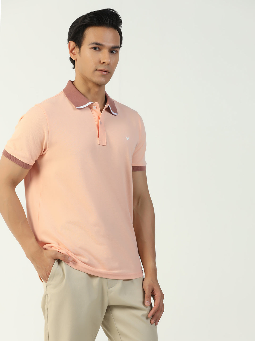 Peach Solid Polo - Contraste
